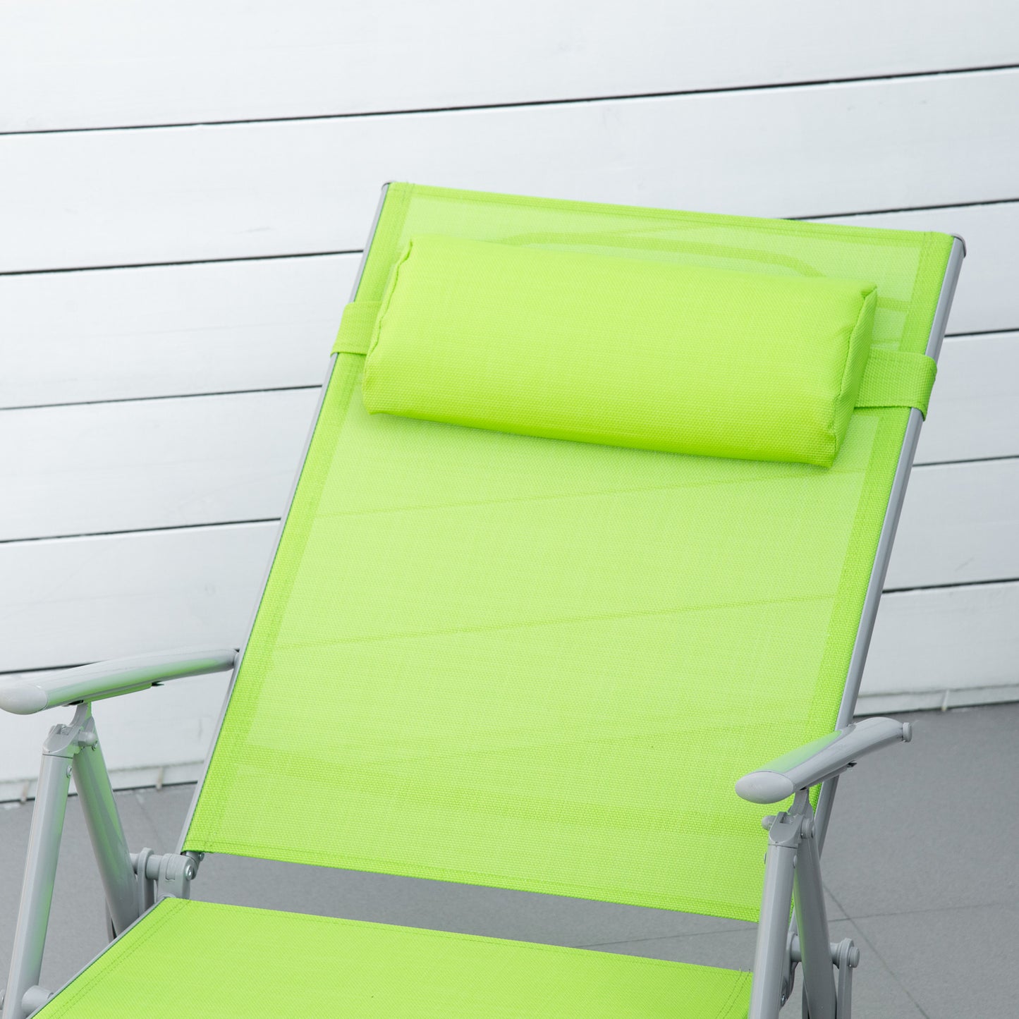 Folding Sun Lounger, Outdoor Chaise Lounge Recliner with Pillow