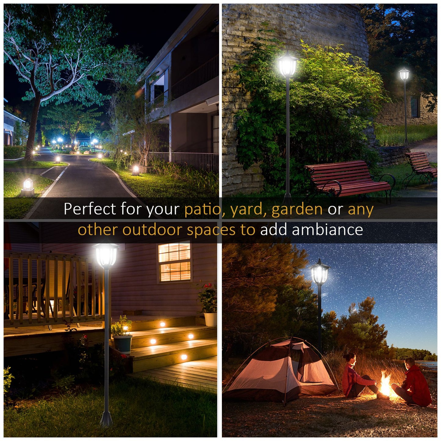 2 Pieces Outdoor Garden Solar Post Lamp Sensor Dimmable LED Lantern