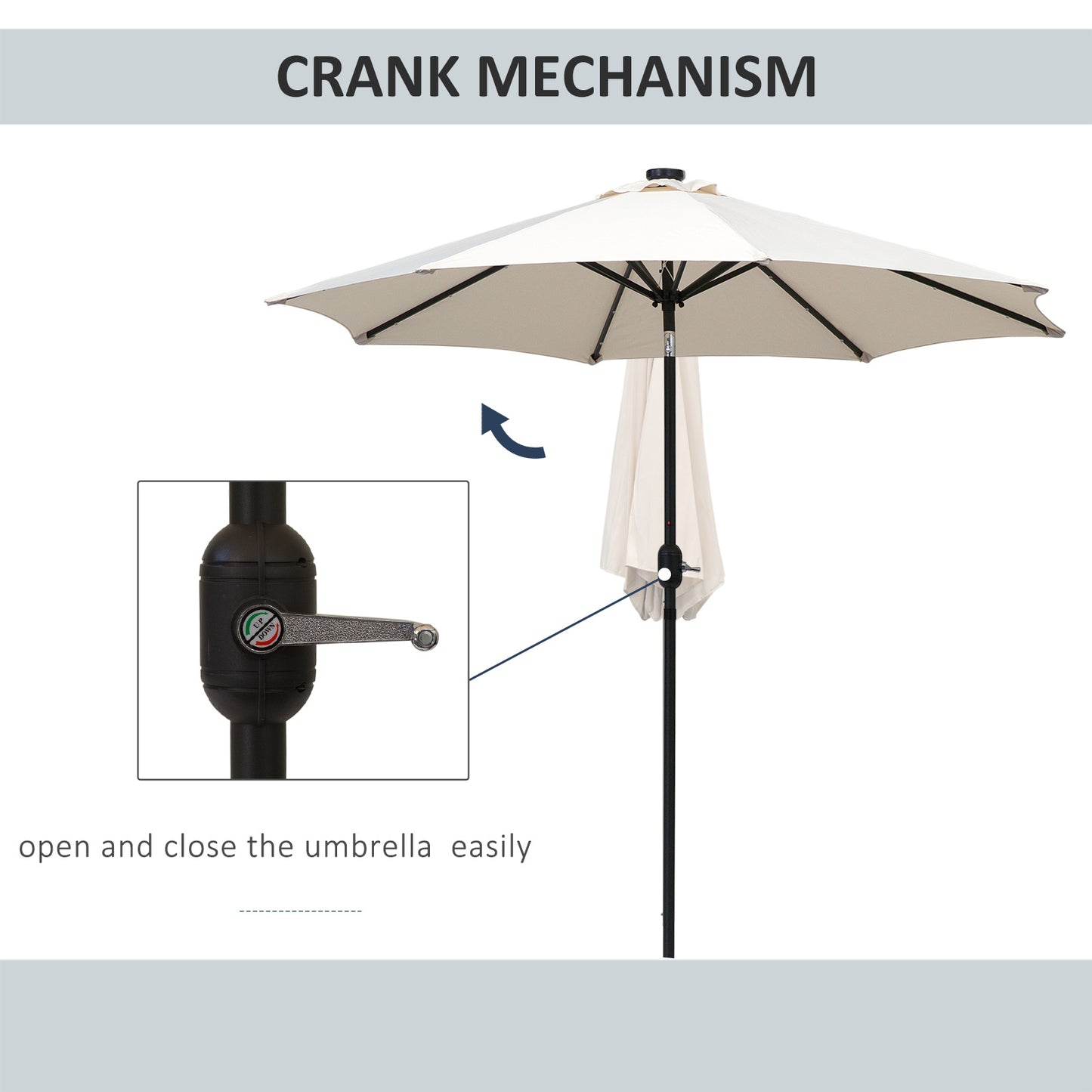 2.7m Patio Garden Umbrella Outdoor Parasol with Tilt Crank (1)