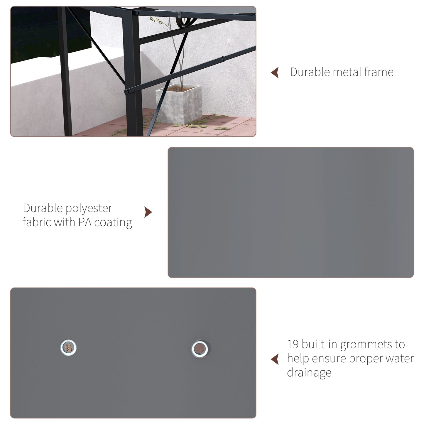 3 x 2.5m Patio Metal Gazebo Door Window Awning Wall Mount Metal