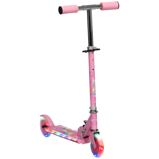 Kids Scooter, with Lights, Music, Adjustable Height, Foldable Frame