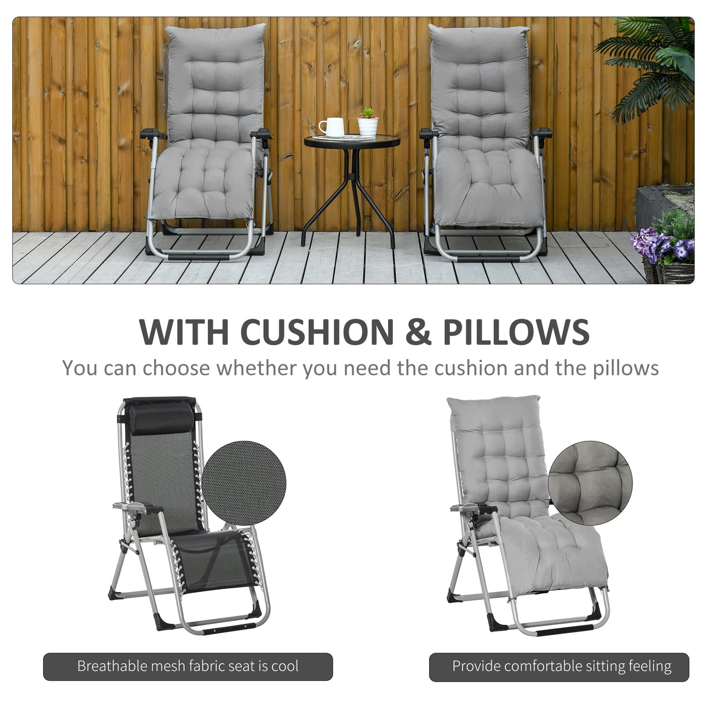 2pc Reclining Zero Gravity Sun Loungers