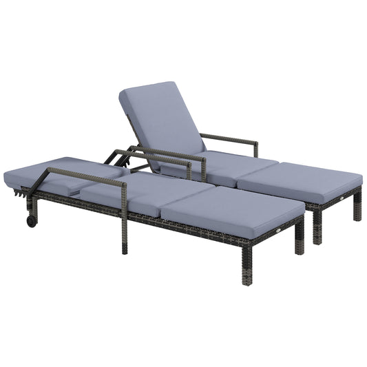 Outdoor PE Rattan Sun Lounger Set of 2 (1)
