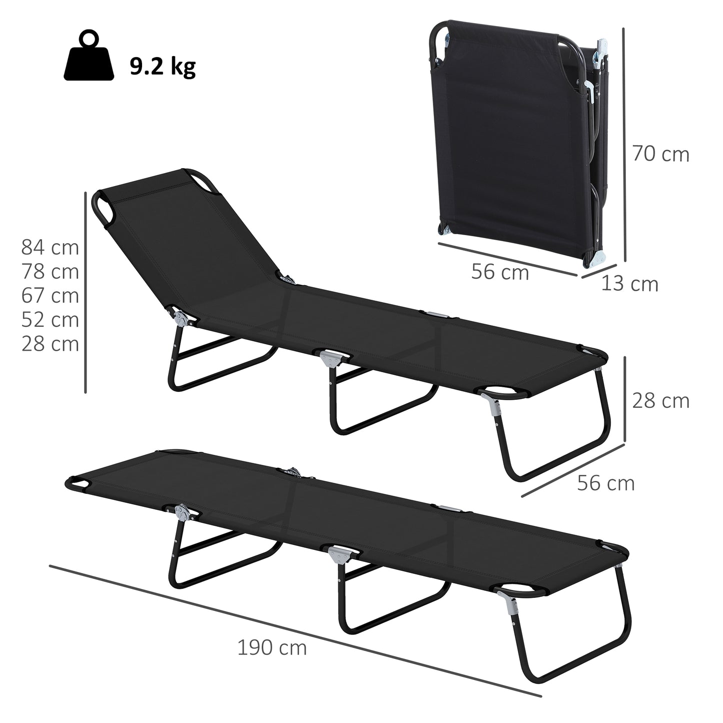 Garden Sun Lounger, with Five-Position Back (3)