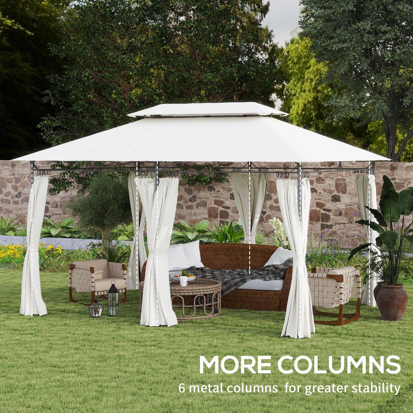 3 x 4m Metal Frame, Two-Tier Roof Gazebo