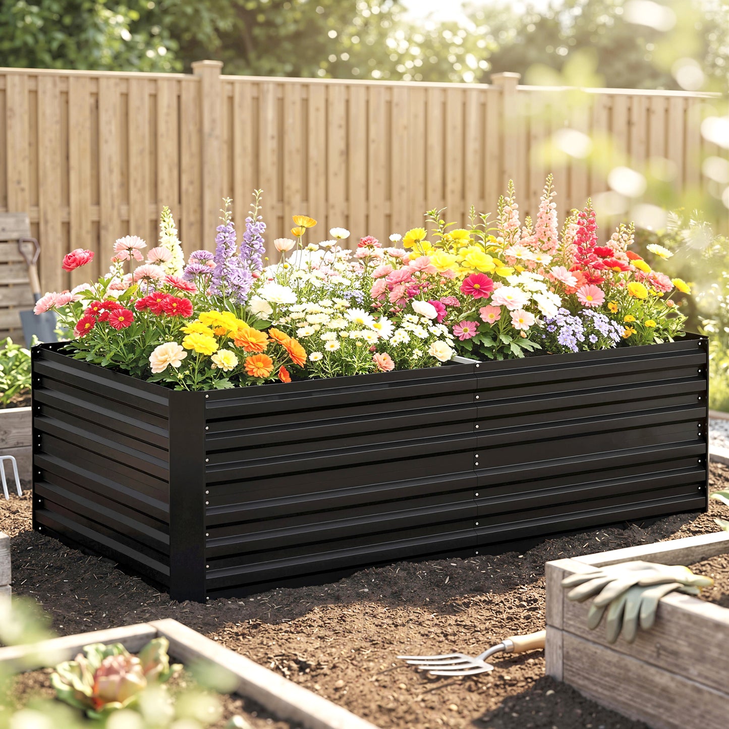 Raised Beds for Garden, Galvanised Steel Outdoor Planters (1)