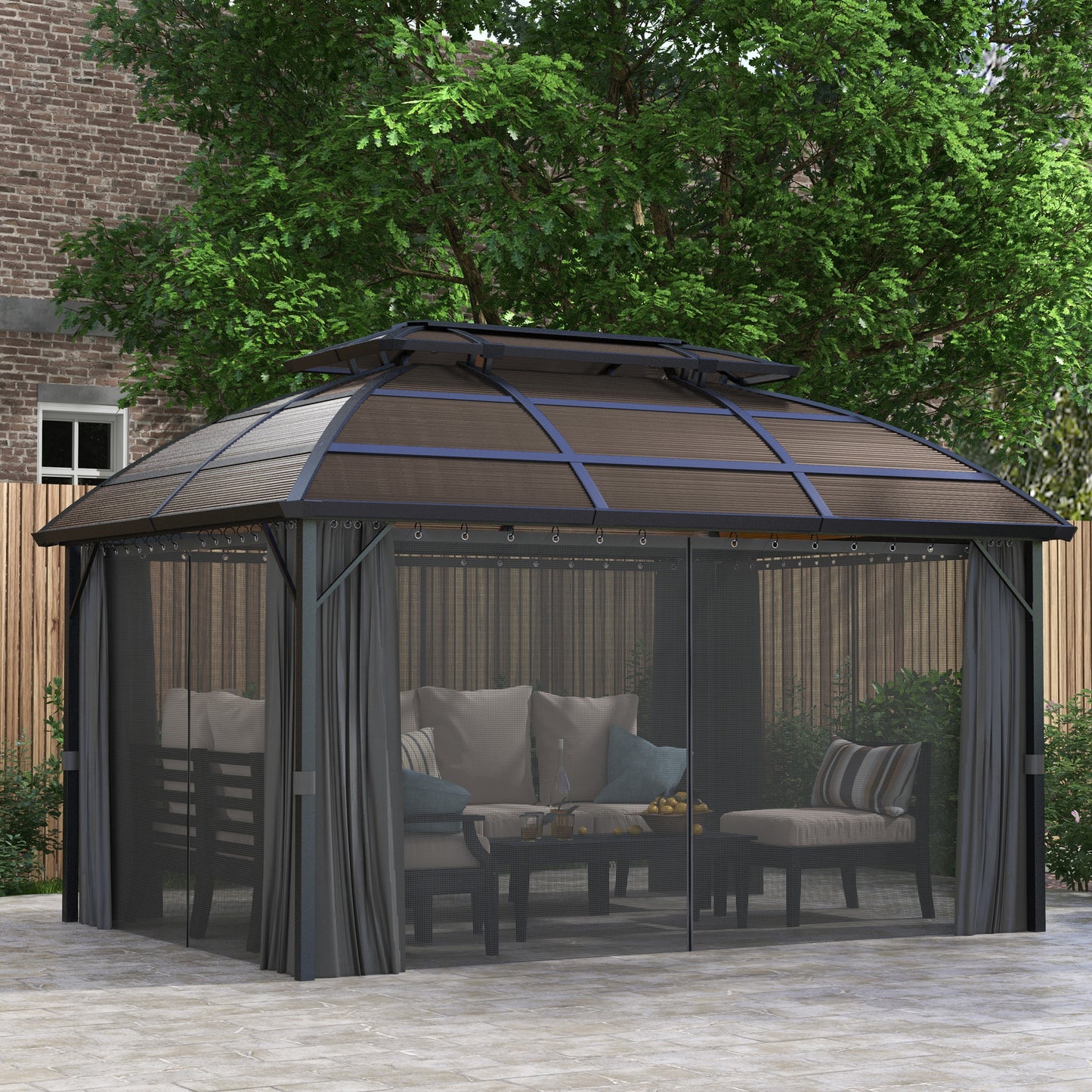 4 x 3m Aluminium Frame Hard Gazebo, with Accessories