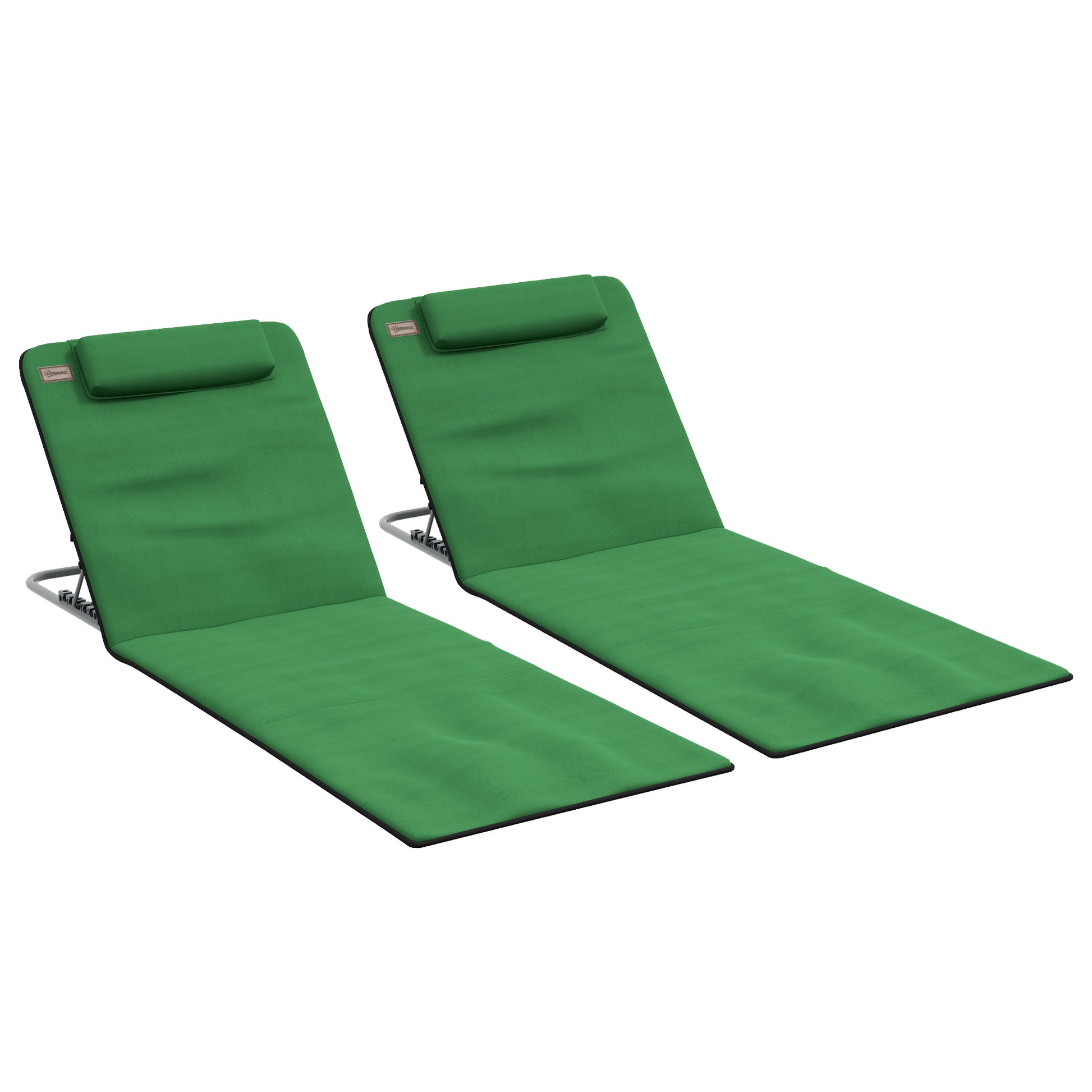 Set of Two Metal Frame Beach Chairs, with Reclining Backs