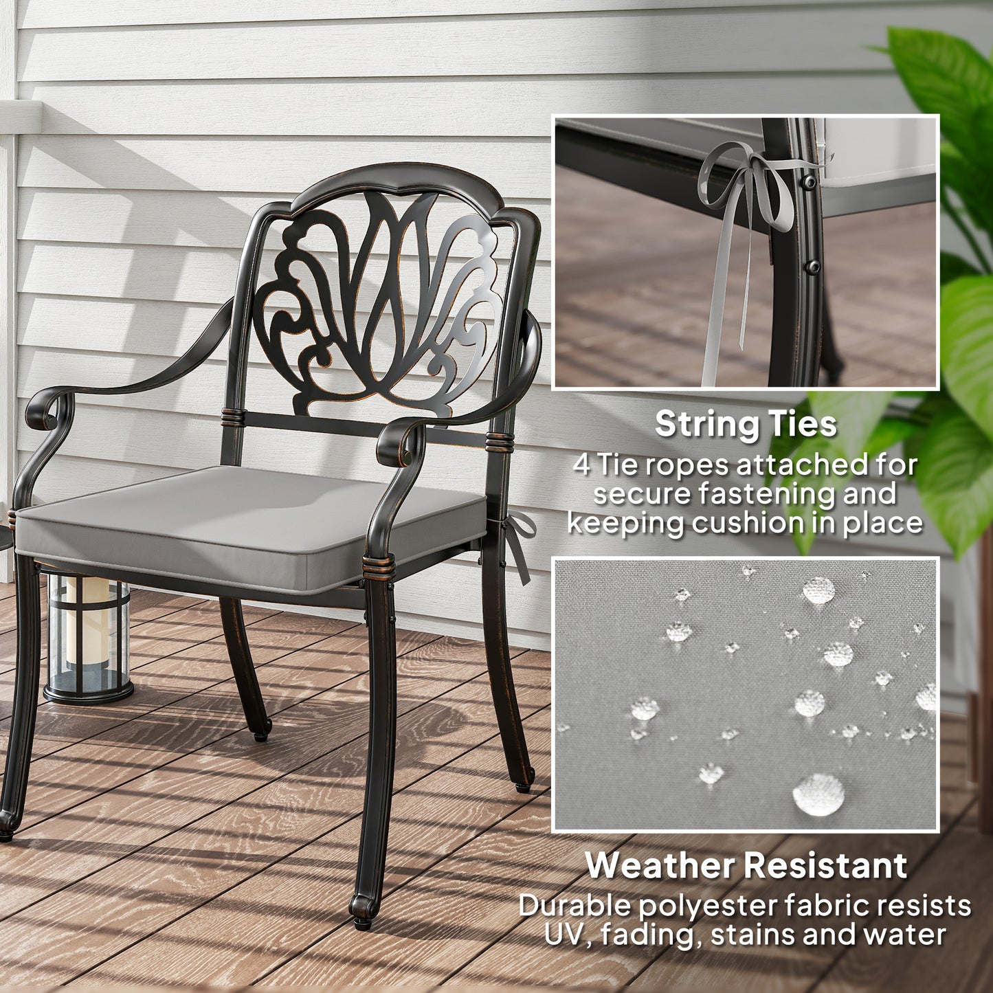 Set of Two 45 x 45cm Garden Seat Cushions