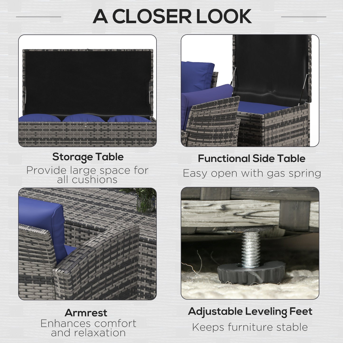 6 Pieces Rattan Garden Furniture Set