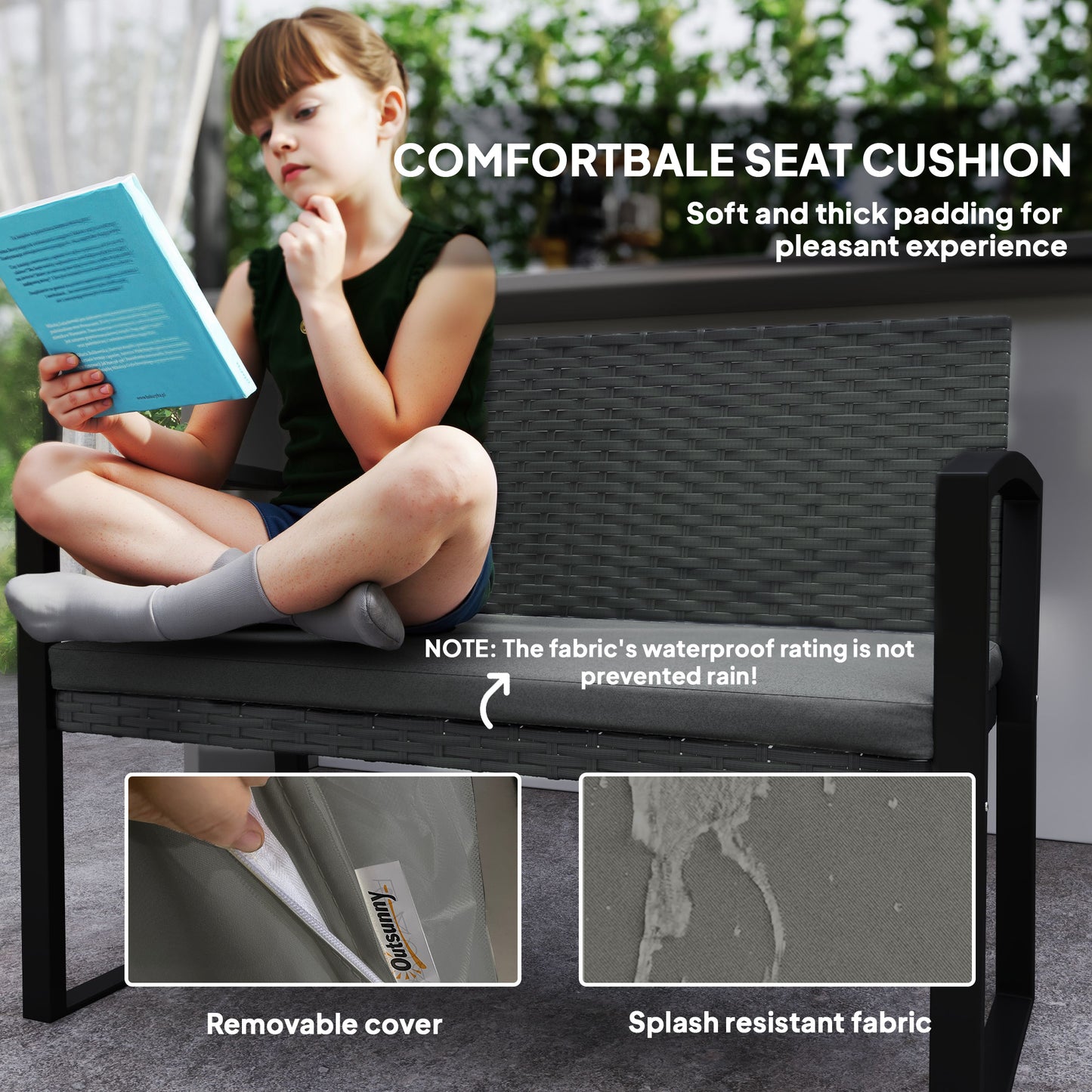 Two-Seater Rattan Garden Bench