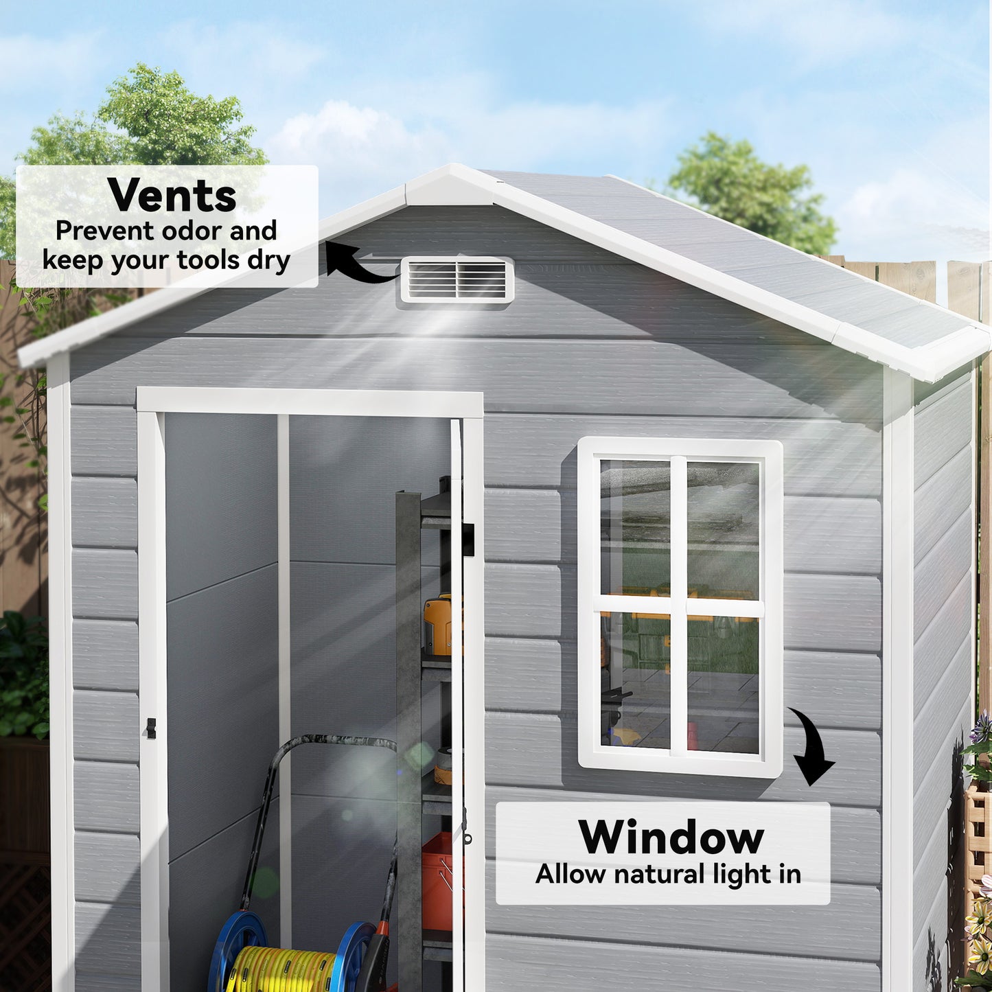 6 x 4ft Plastic Shed with Floor