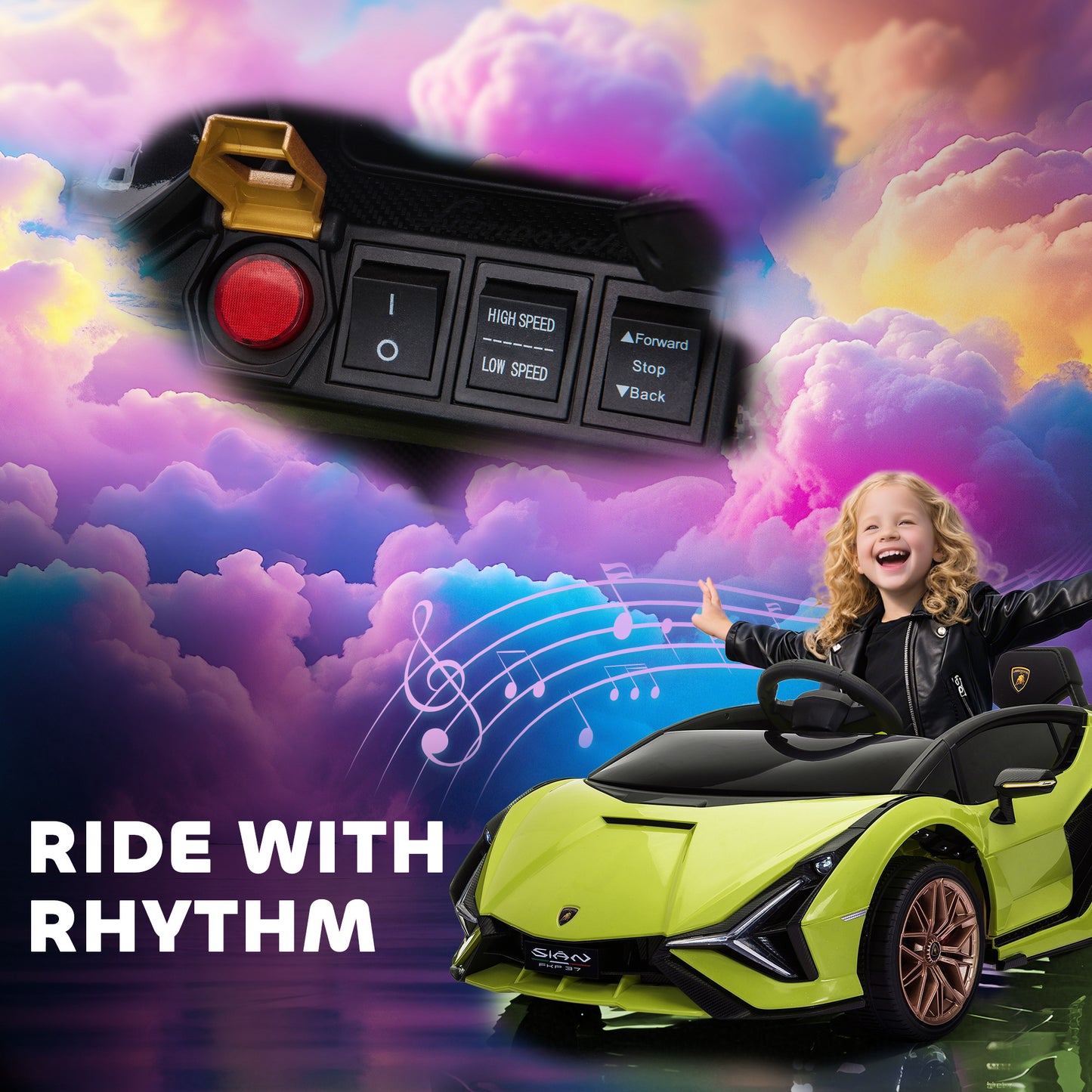 Lamborghini Sian Licensed 12V Electric Car for Kids 2 Motors Toy Car