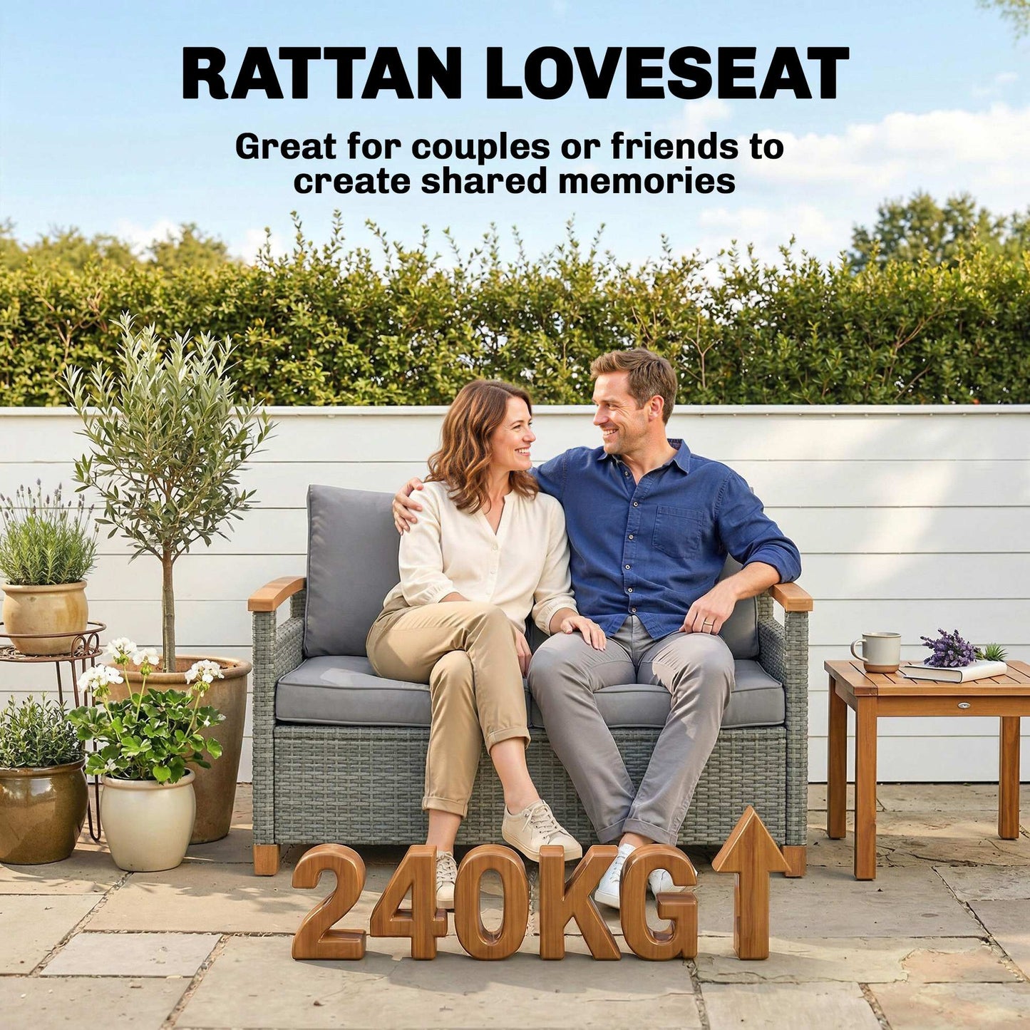 2 Seater Rattan Garden Sofa