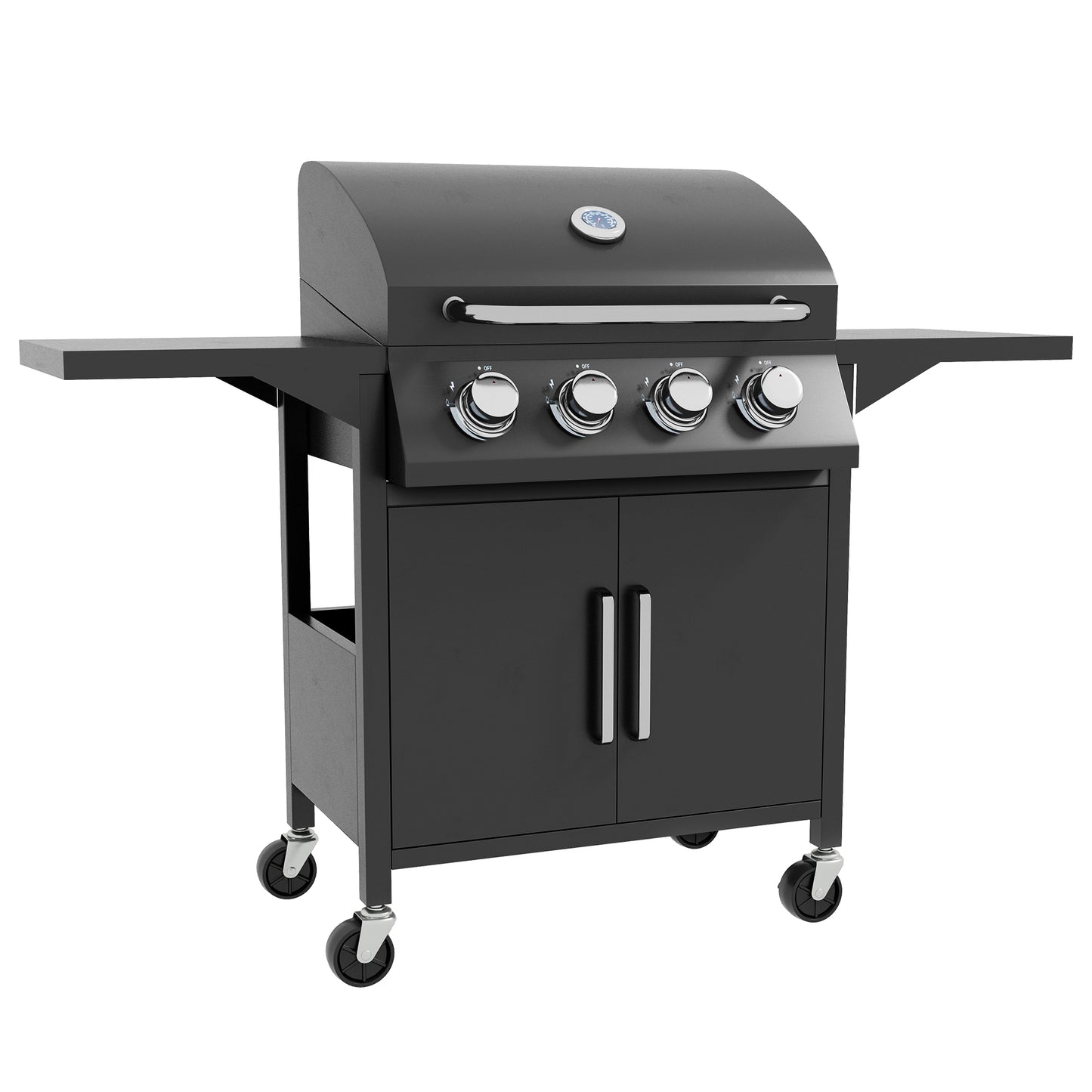 4 Burner Gas BBQ Grill Outdoor Portable Barbecue Trolley w/ Warming