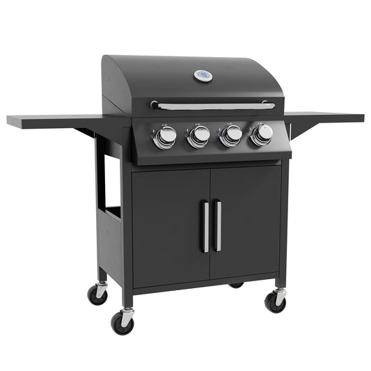 4 Burner Gas BBQ Grill Outdoor Portable Barbecue Trolley w/ Warming