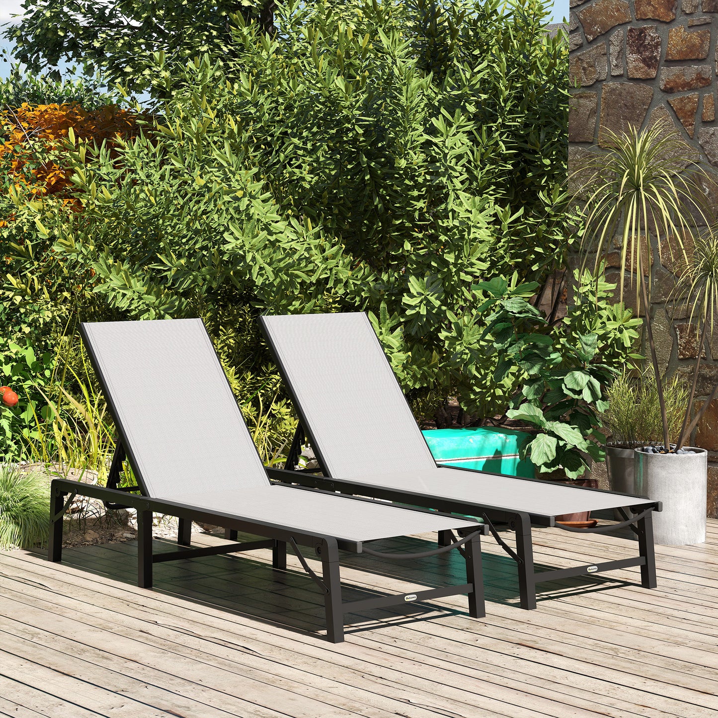 Folding Sun Lounger Set of 2