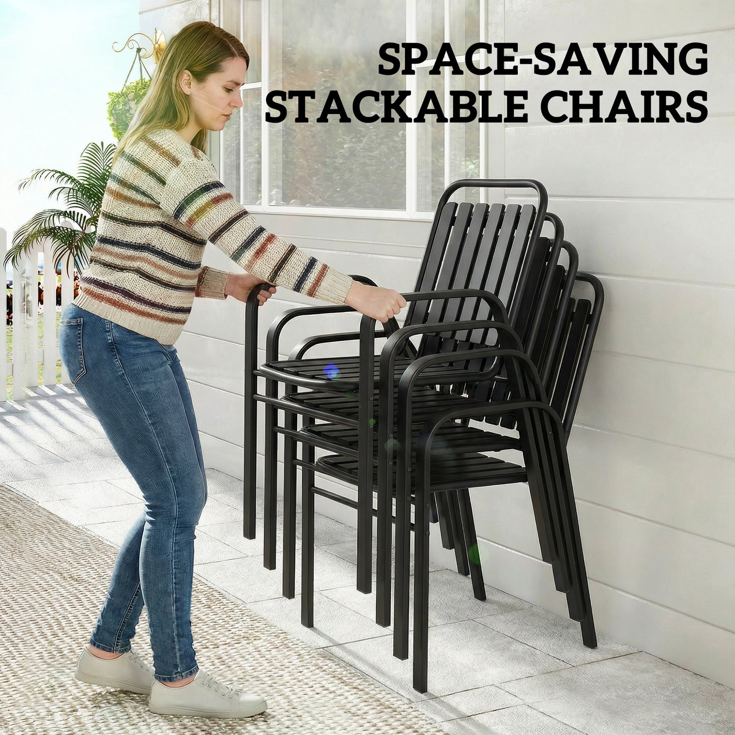 7 Pieces Outdoor Dining Set with Umbrella Hole