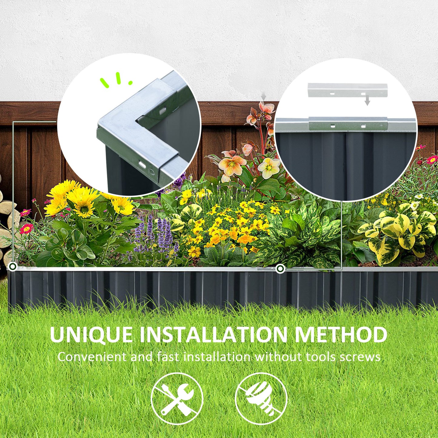645L Metal Raised Garden Bed, DIY Large Steel Planter Box