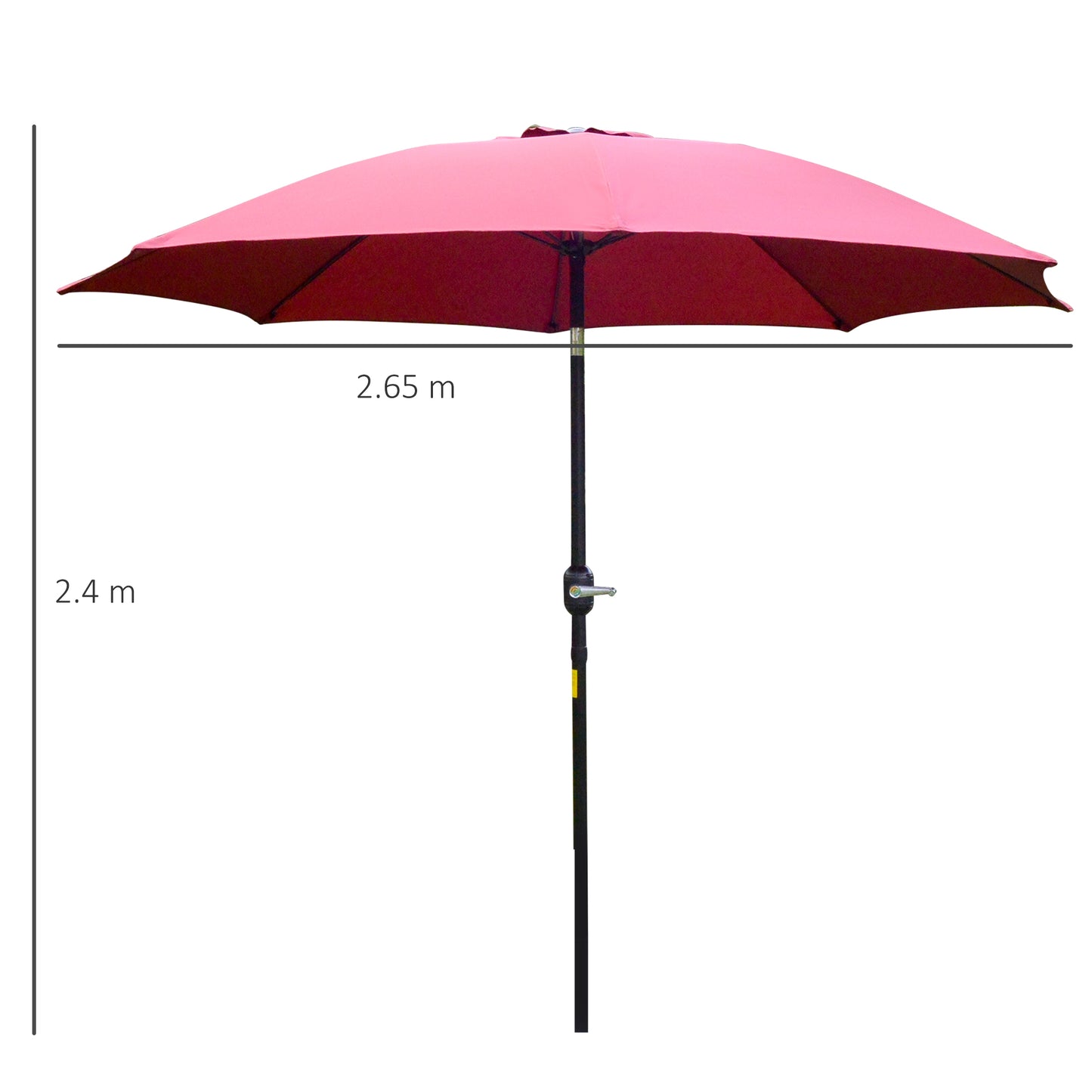 2.7M Garden Parasol Umbrella with Glass Fibre Ribs
