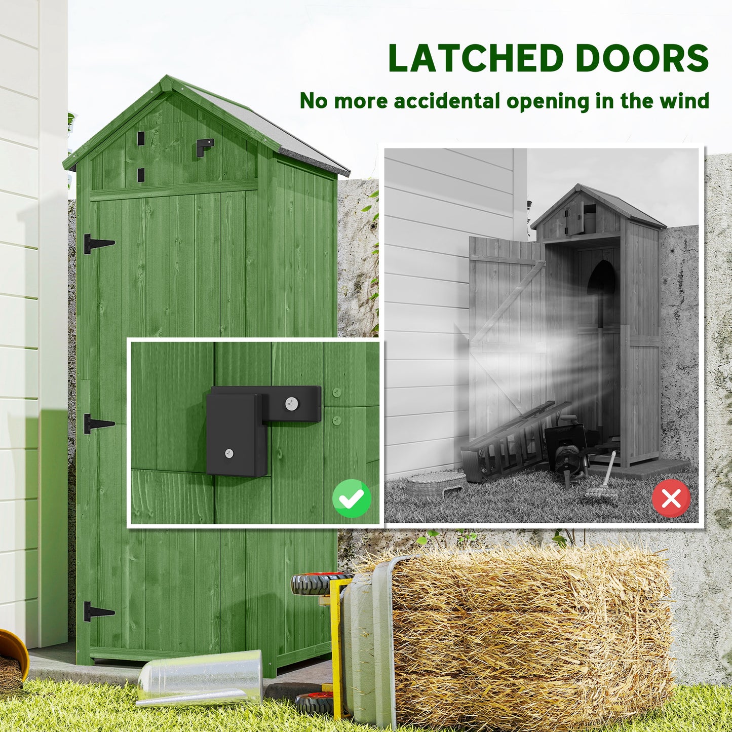 Small Shed, Tall Slim Wooden Garden Shed with 3 Removable Shelves