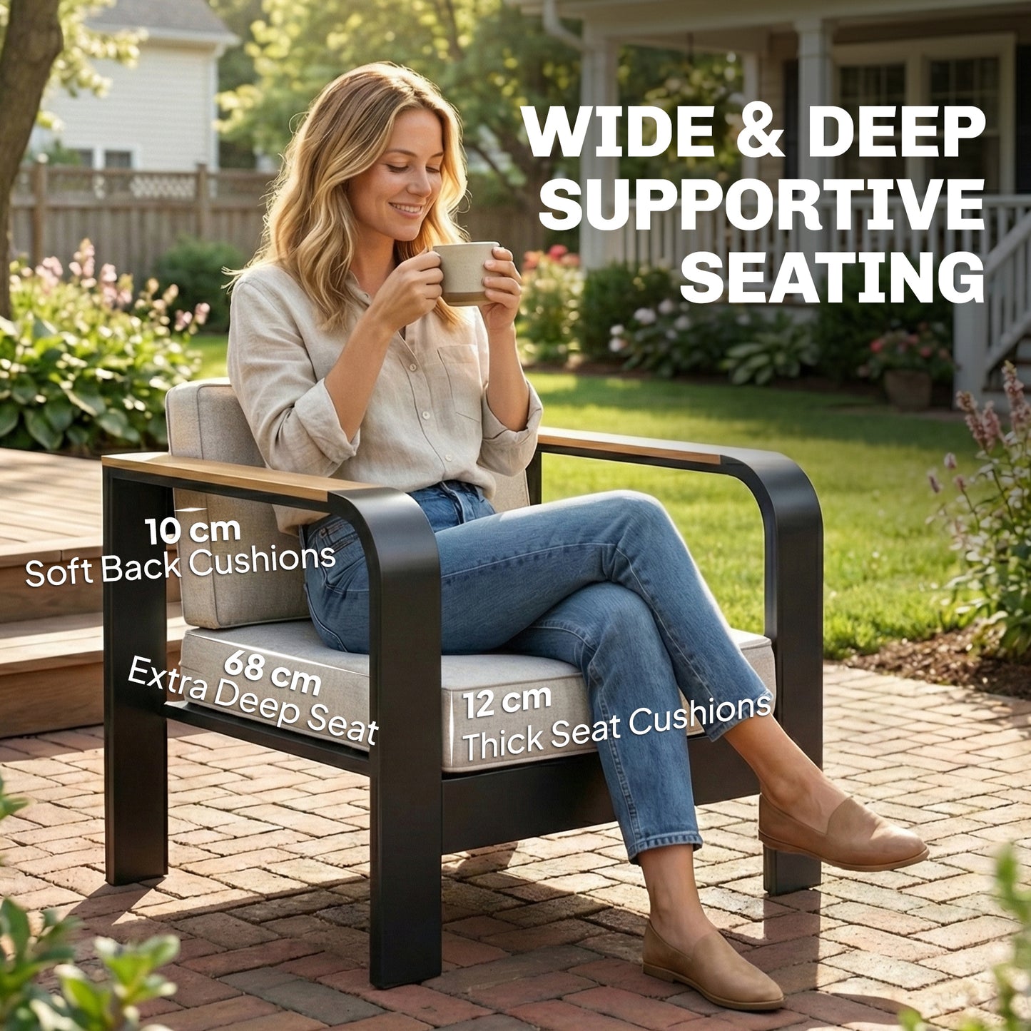 4 Seater Aluminium Garden Furniture Set, Olefin Cushions