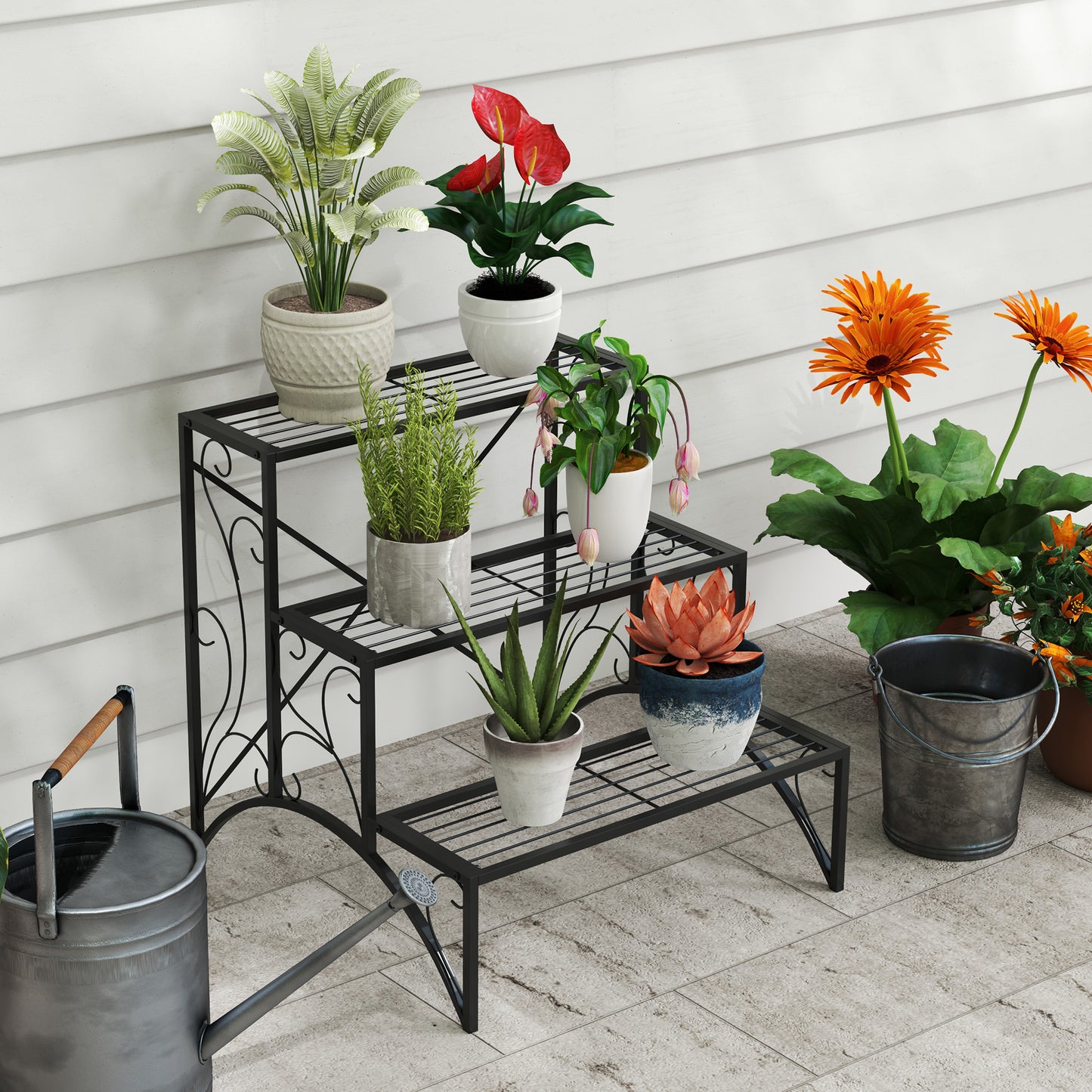Three-Tier Decorative Metal Plant Stand