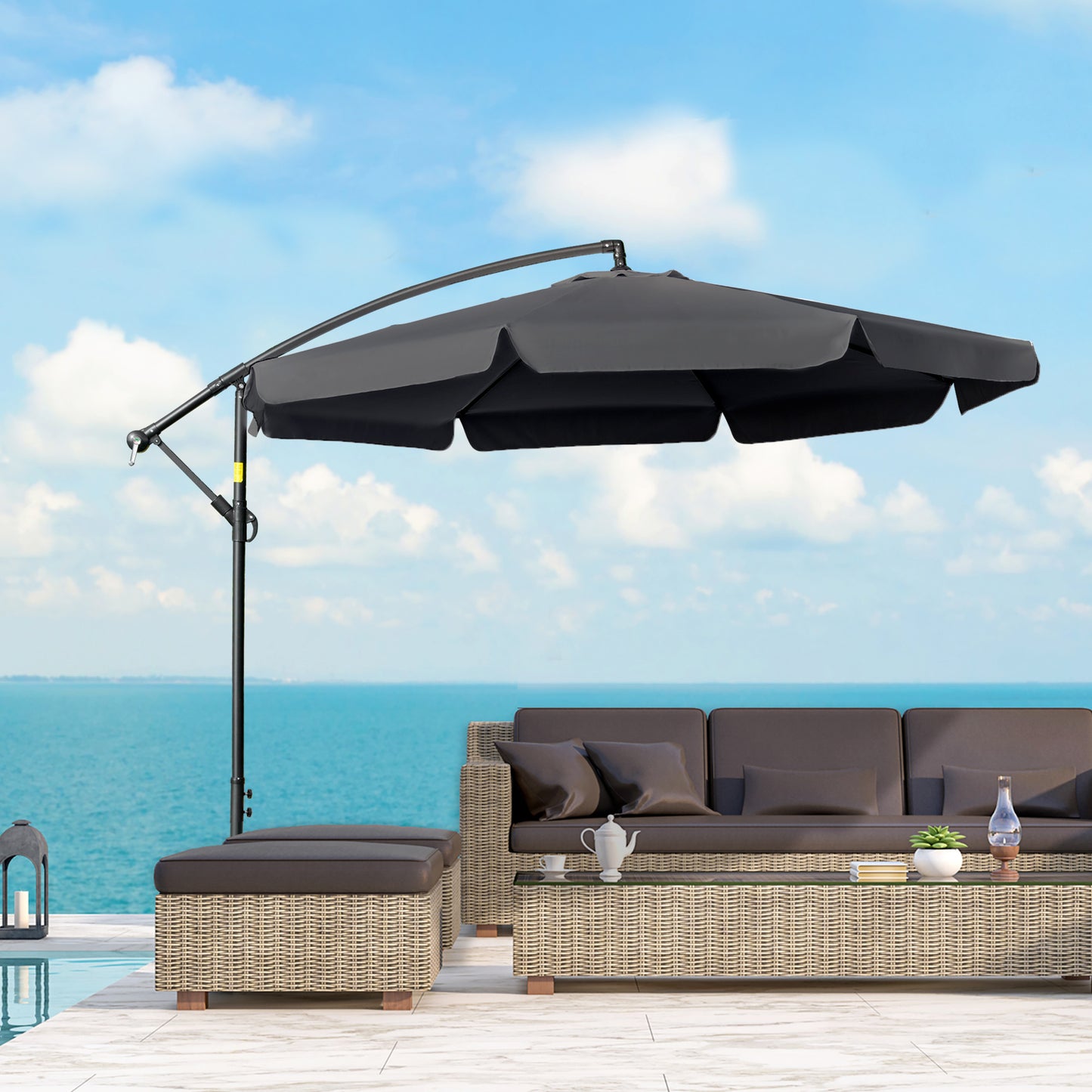 2.7m Garden Banana Parasol Cantilever Umbrella with Crank Handle