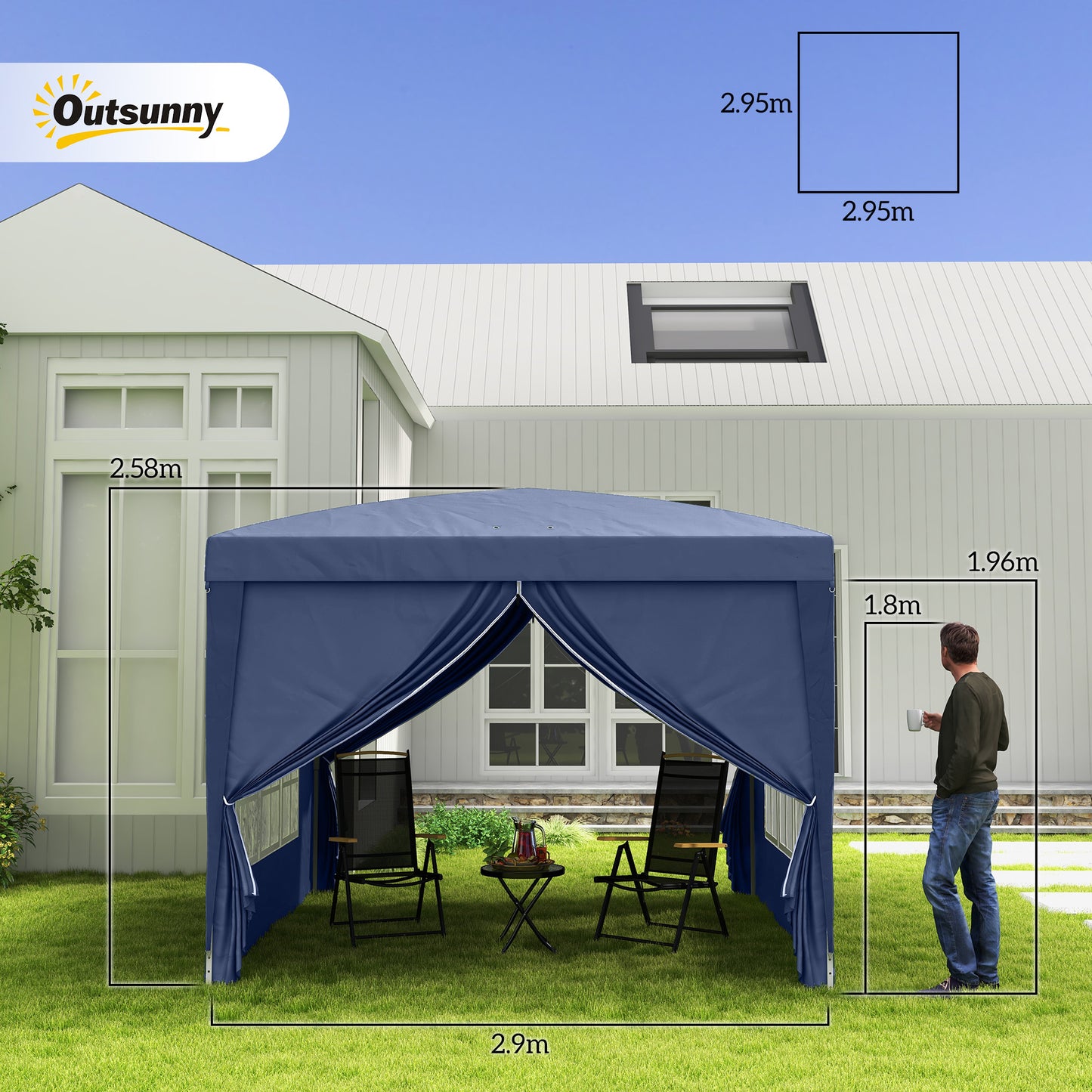 3 x 3 m Garden Pop Up Gazebo, Wedding Party Tent Marquee