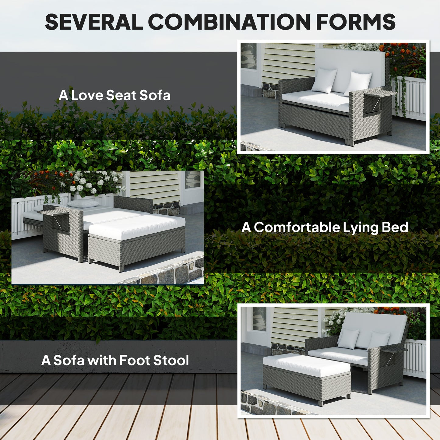 Rattan Day Bed, with Footstool