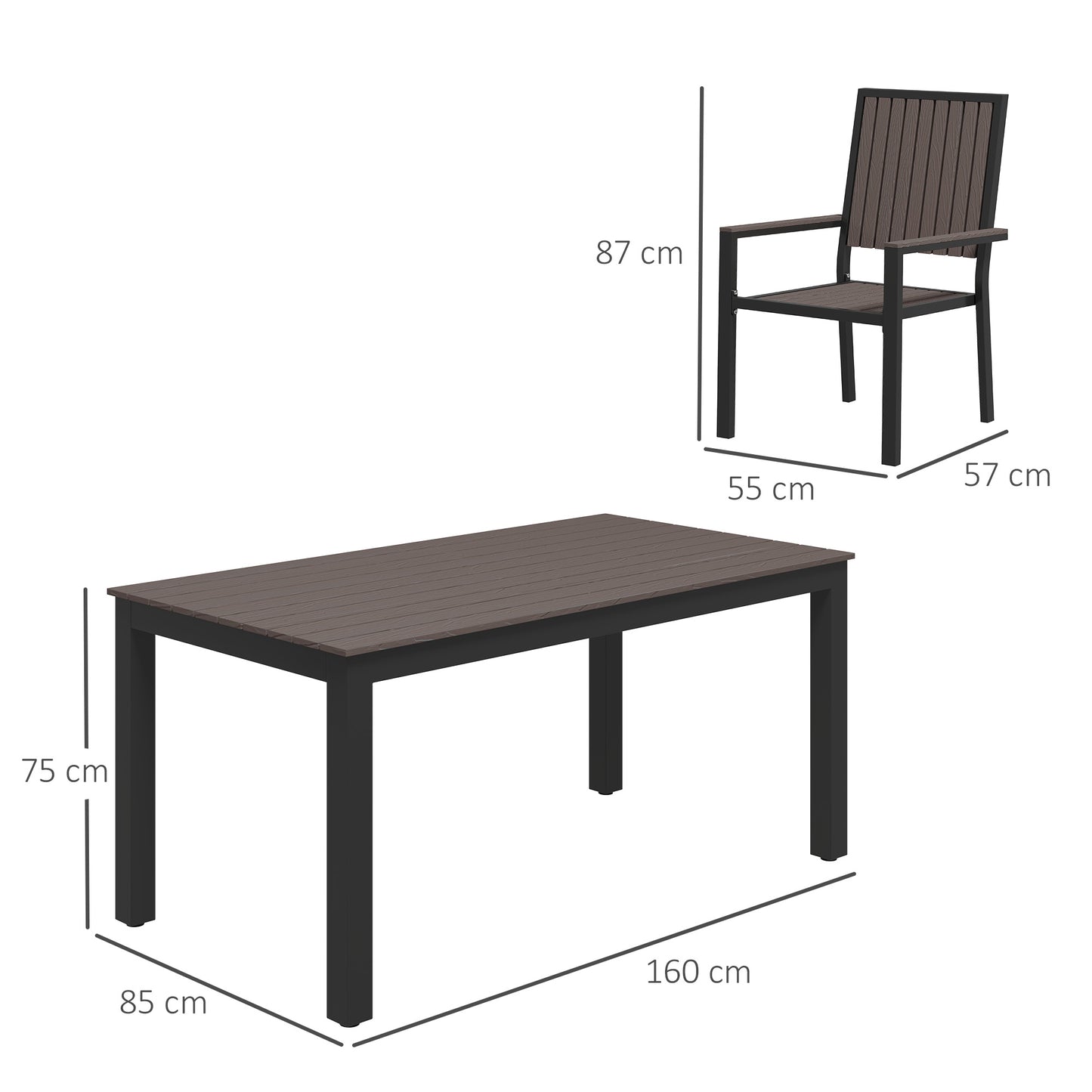 6 Seater Garden Dining Set with Stackable Chairs, Aluminium Frame