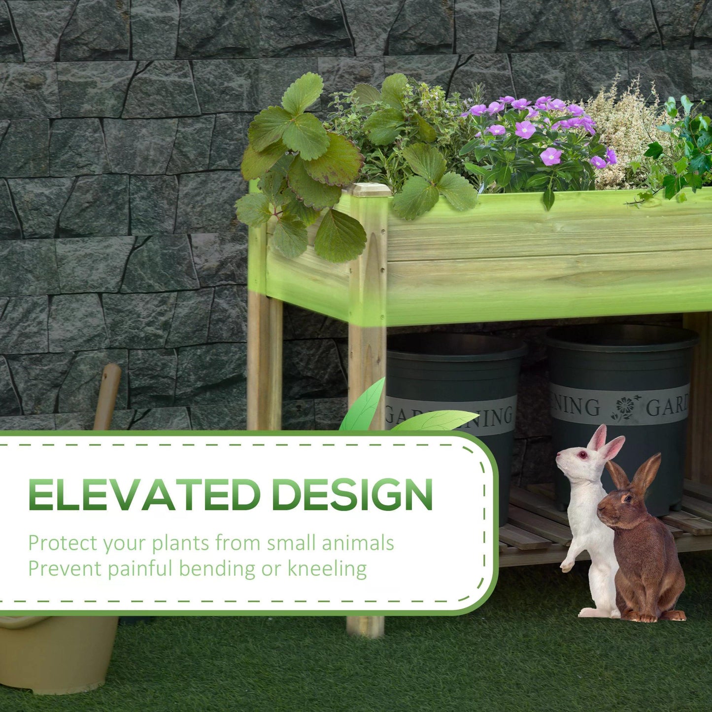 Garden Wooden Planters， Raised Garden Bed with Legs