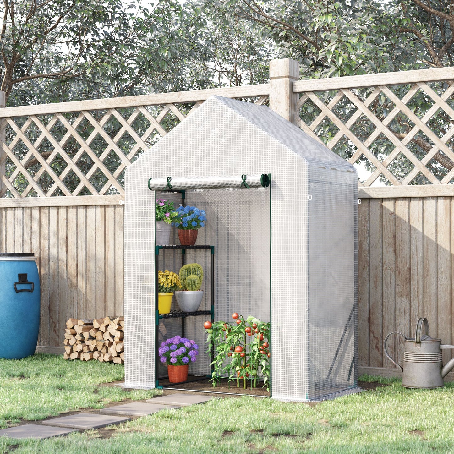 Walk In Greenhouse with 2 Tier Shelf