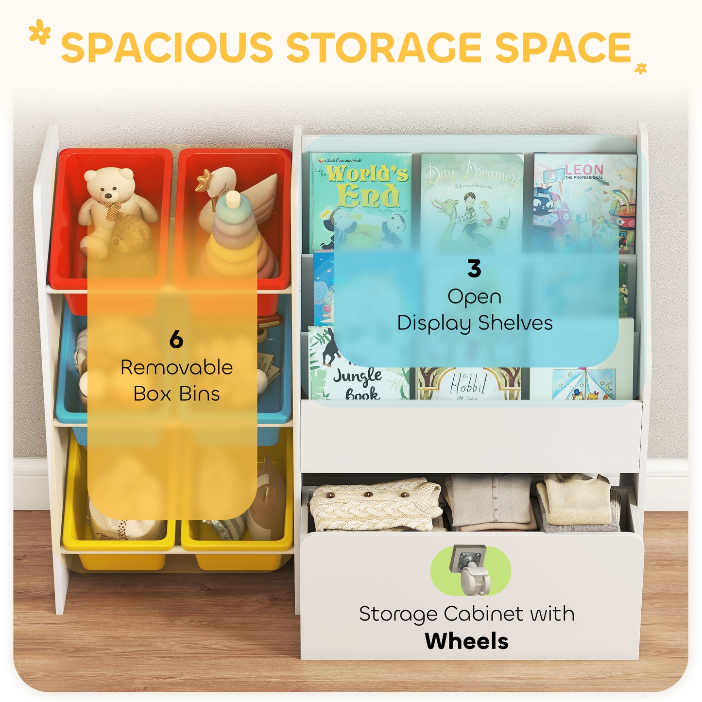 Toy Storage Unit, 3-Tier Toy Organiser Shelf