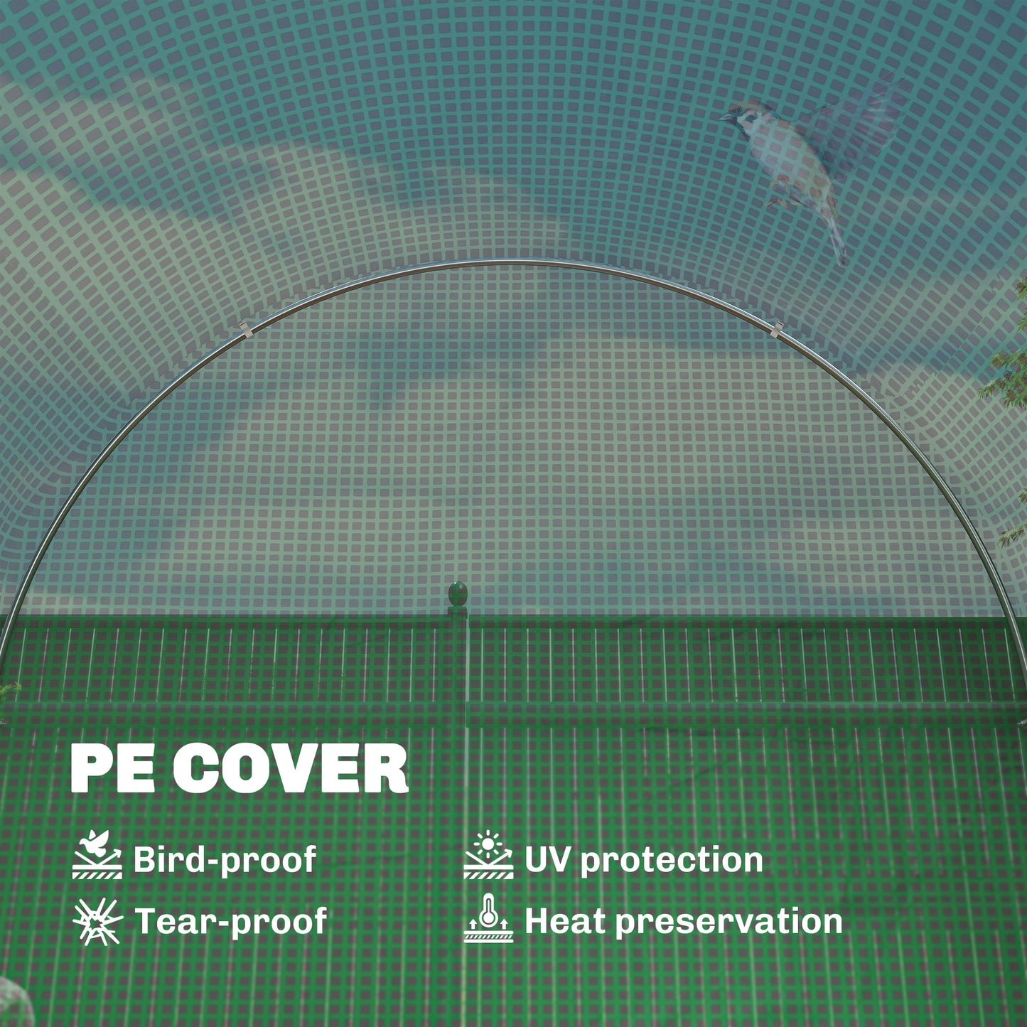 Walk-In Garden Polytunnel Greenhouse with Steel Frame, PE Cover