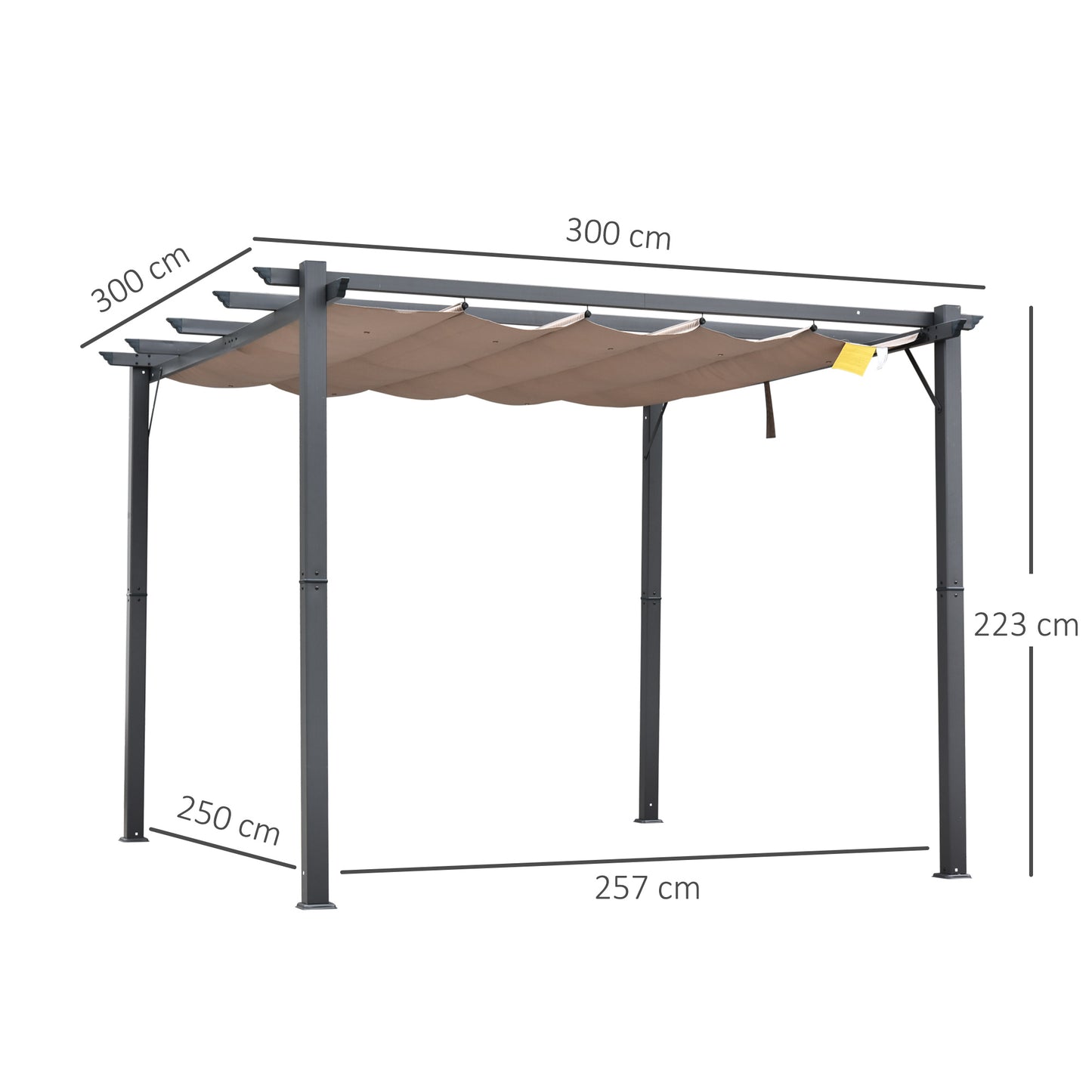 3m x 3m Pergola - Retractable Aluminium 3x3 Garden Shade