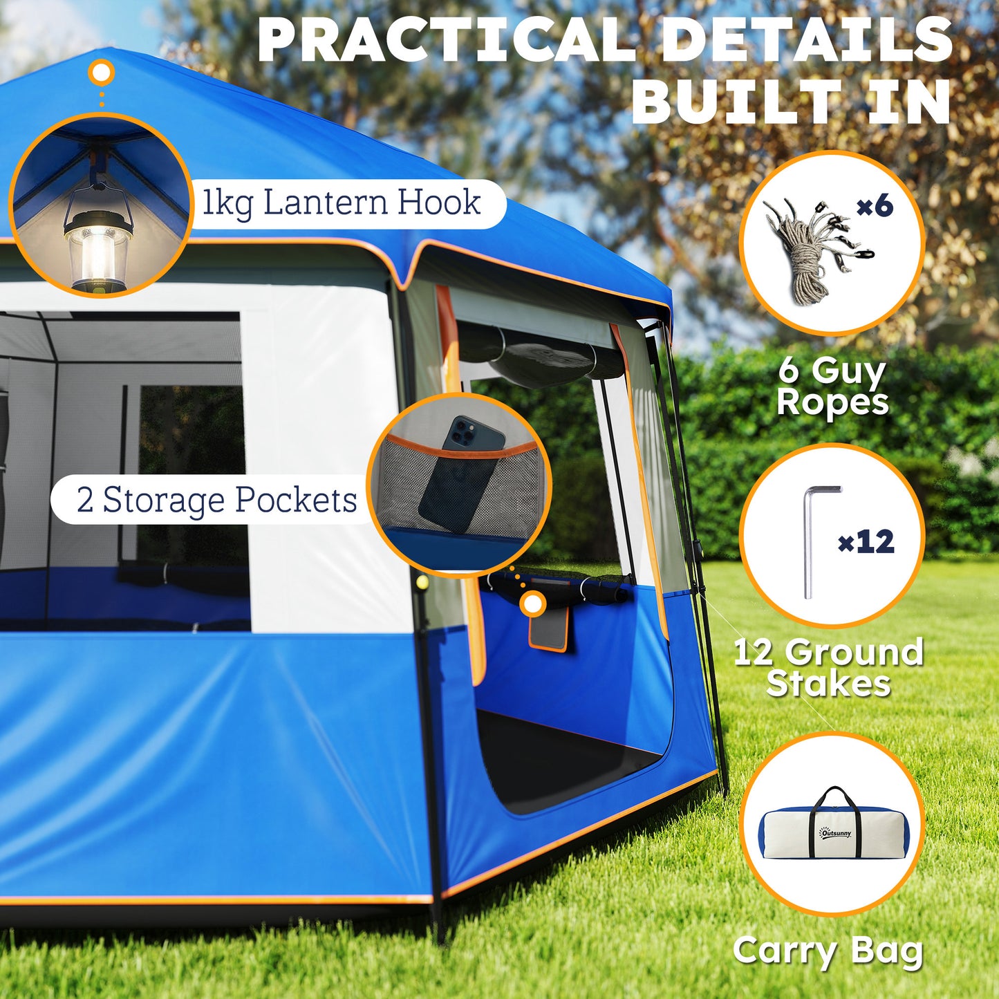 Cabin Tent Easy Setup 3000mm Waterproof Camping Tent 4 Person