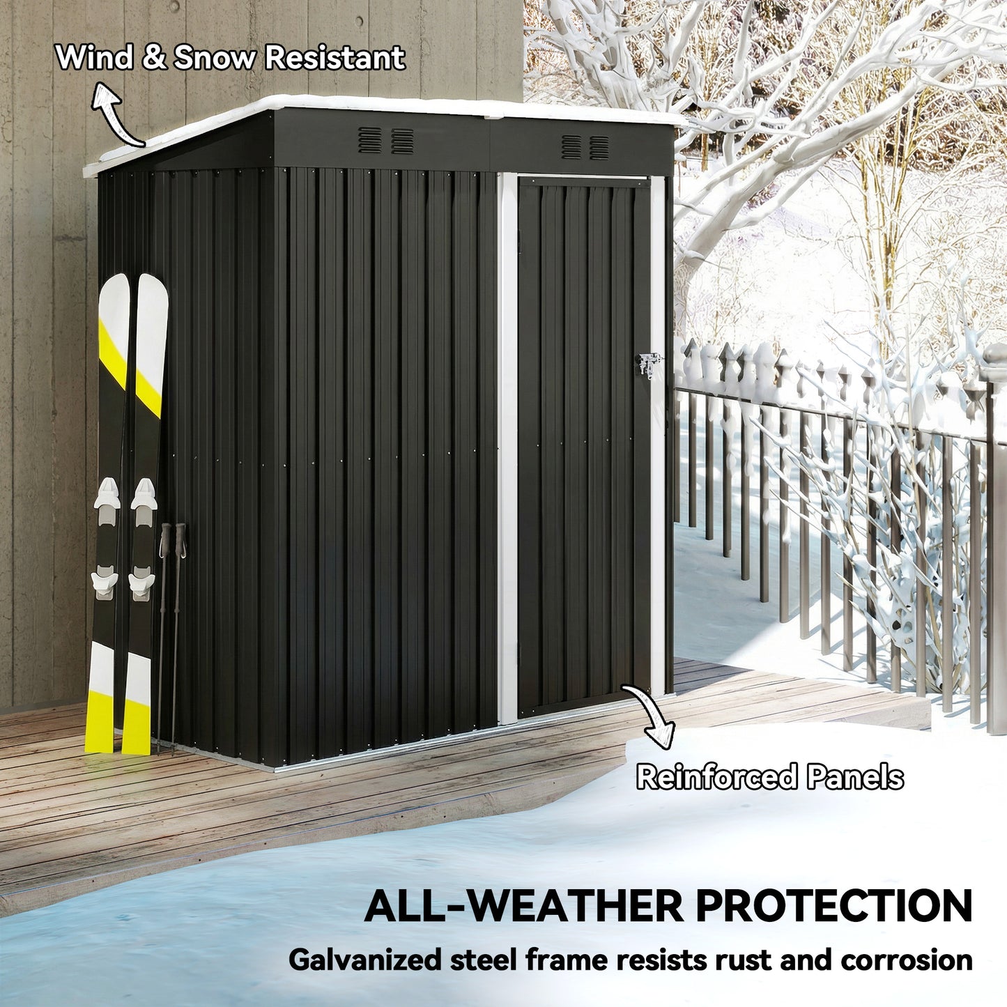 5 x 3 ft Lean-to Garden Shed