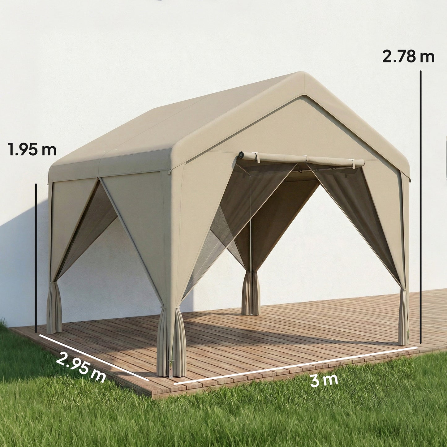 3 x 3 m Patio Gazebo with Netting & Curtains
