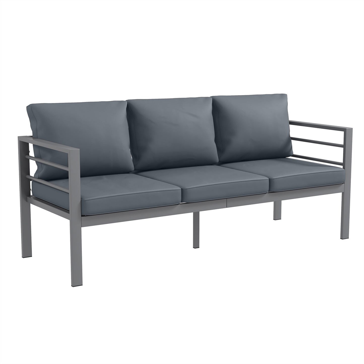 Aluminium Three-Seater Garden Bench, with Cushions
