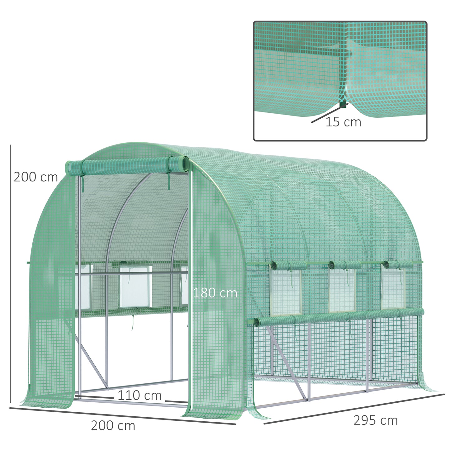 Walk-in Polytunnel Greenhouse Green House with Roll-up Sidewalls