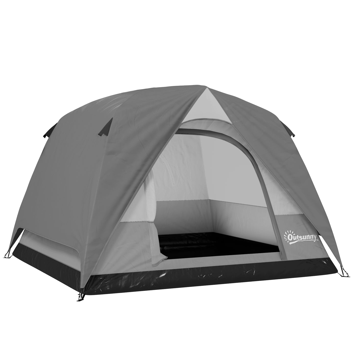 3-4 Person Camping Tent, Easy Set Up 3-4 Man Tent w/ Sewn-in