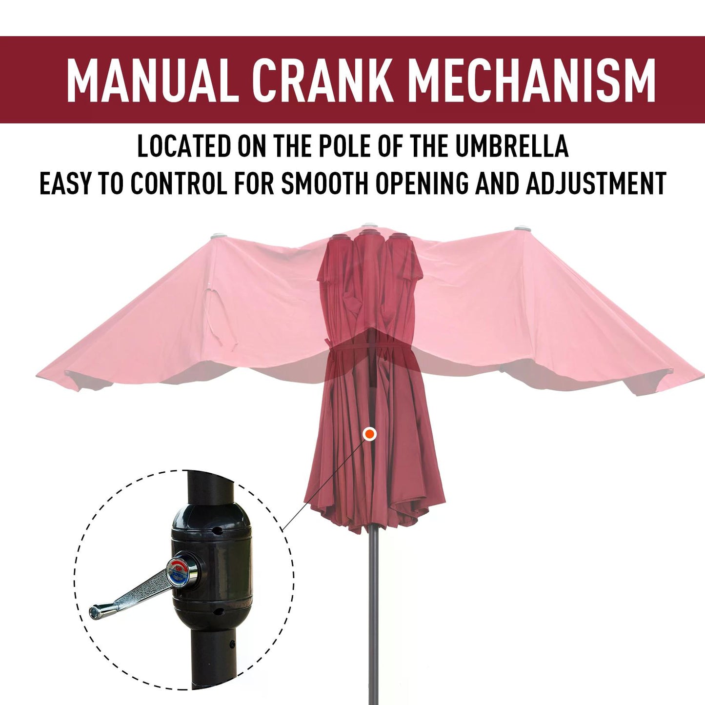 4.6m Double-Sided Patio Parasol Sun Umbrella