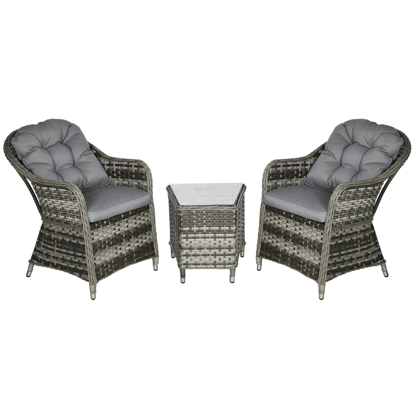3 Pieces Rattan Bistro Set, Wicker Garden Bistro Set