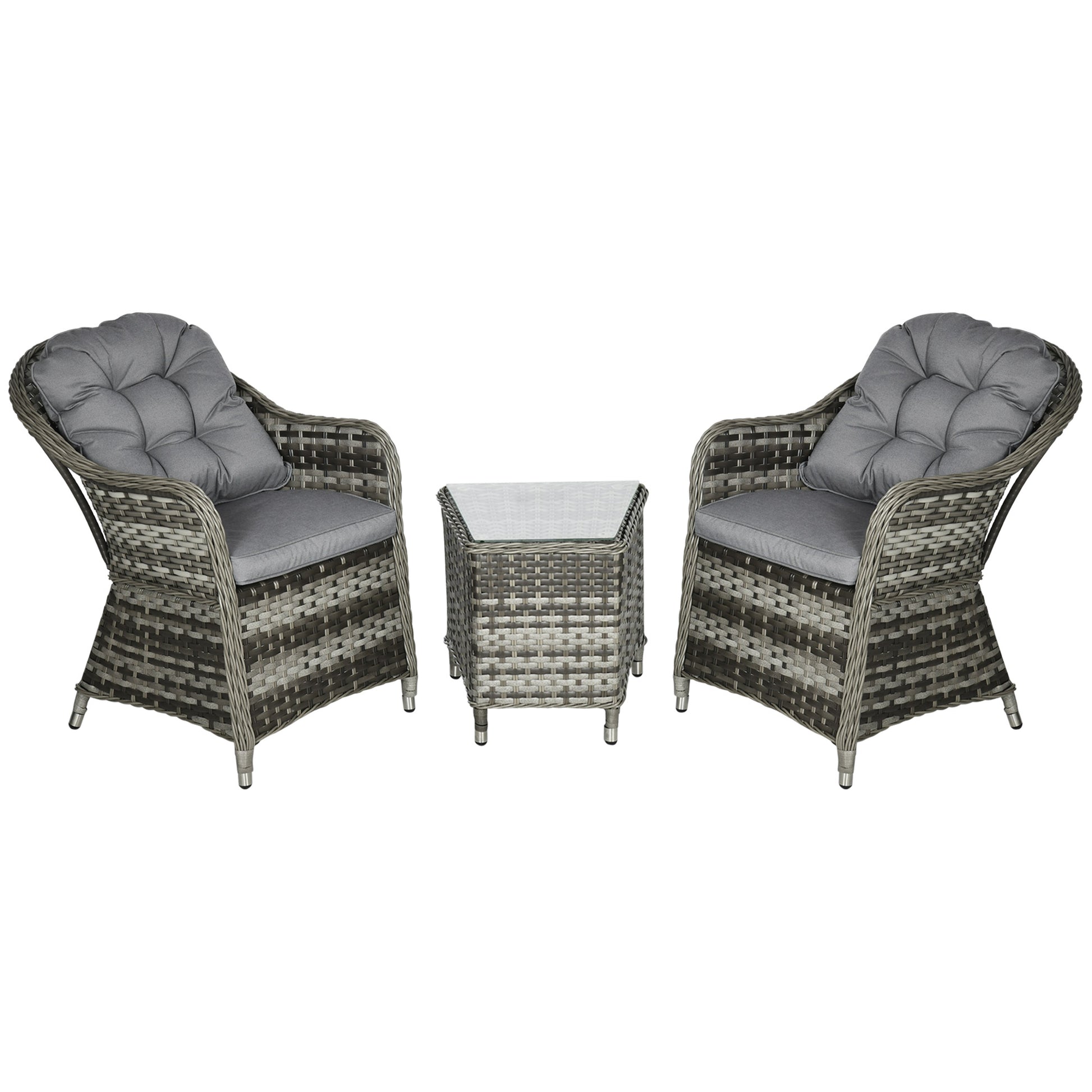 3 Pieces Rattan Bistro Set, Wicker Garden Bistro Set