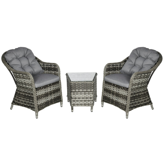 3 Pieces Rattan Bistro Set, Wicker Garden Bistro Set