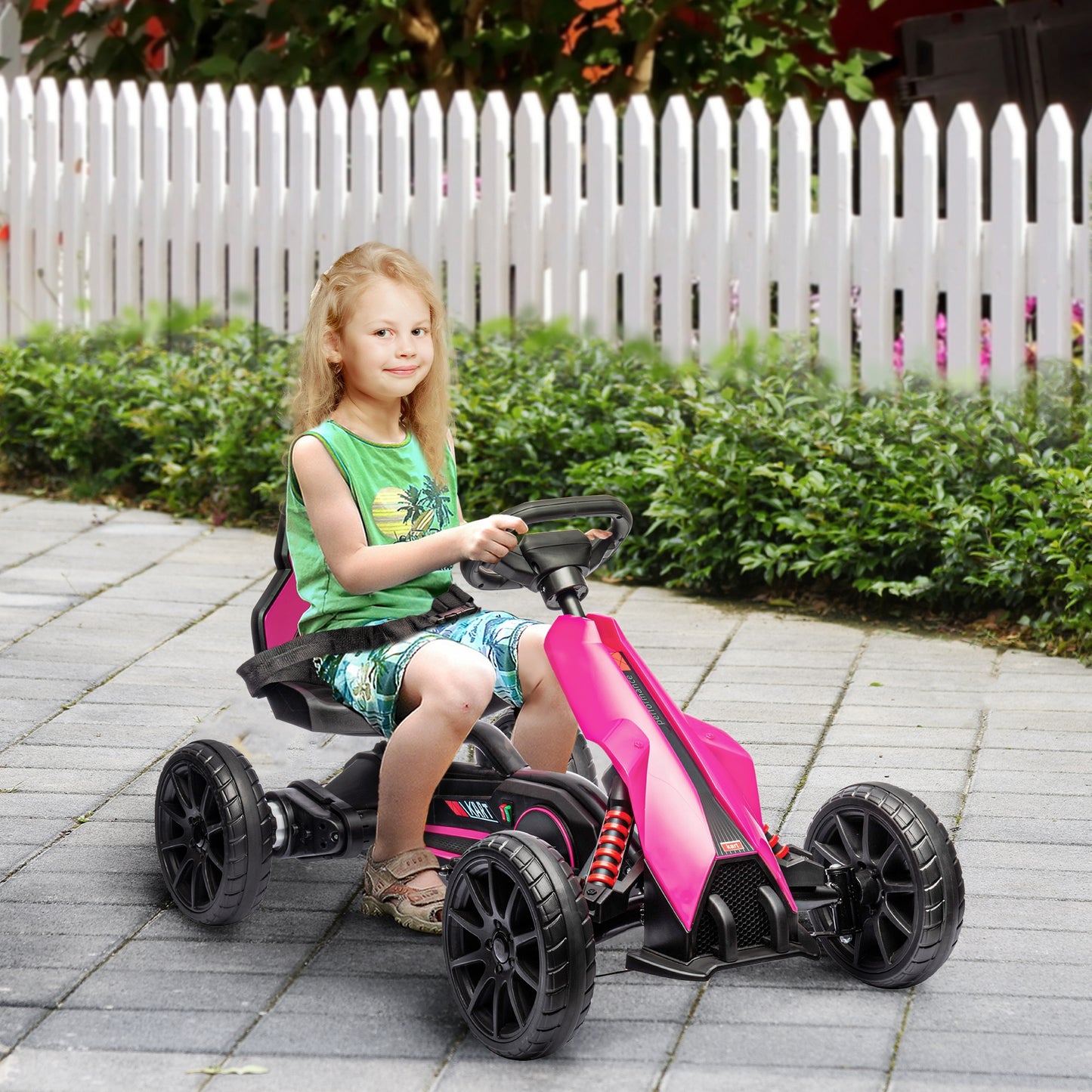 12V Electric Go-Kart for Kids, Ride-On Racing Go-Kart