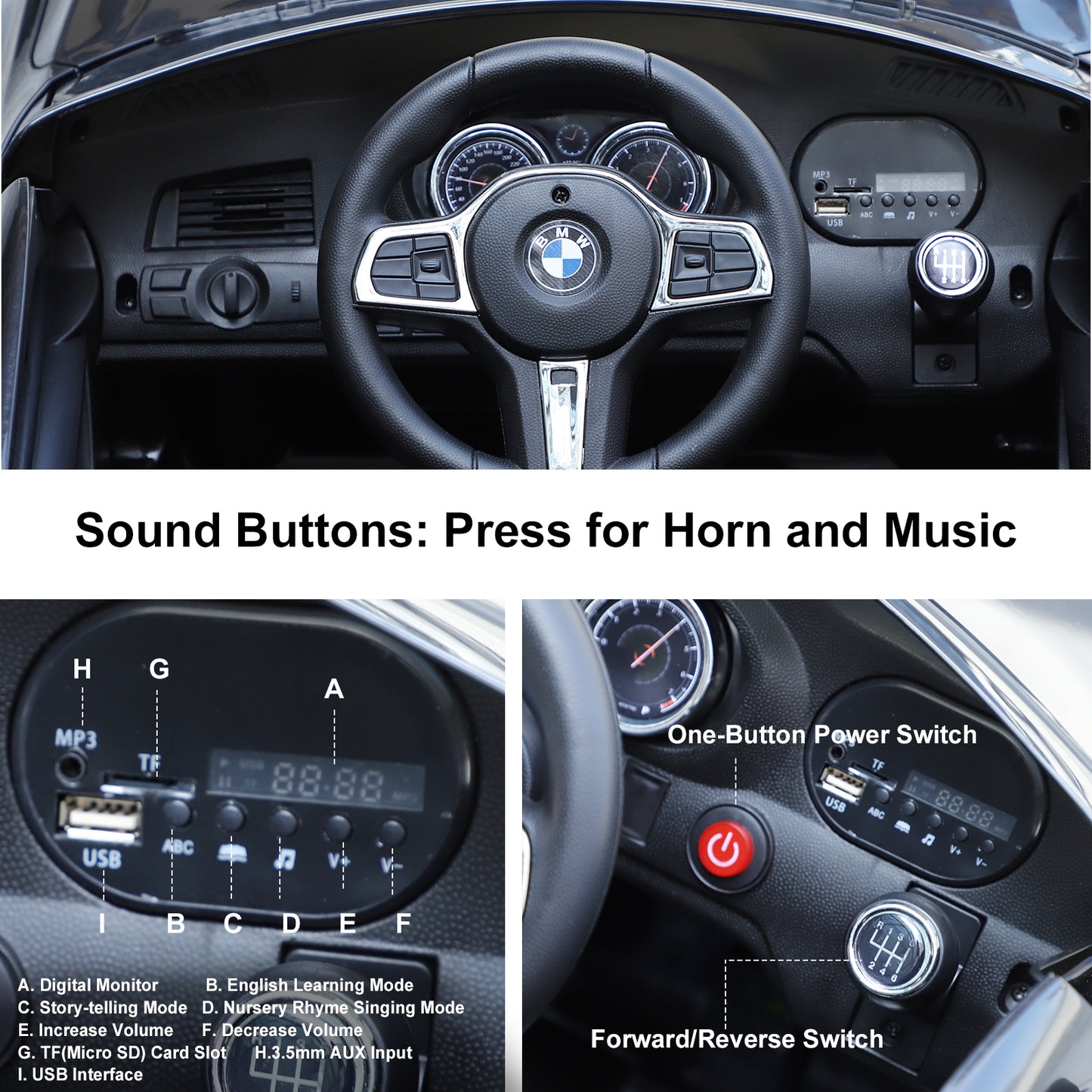 Kids Electric Ride On Car 6V Licensed BMW 6GT W/ Remote