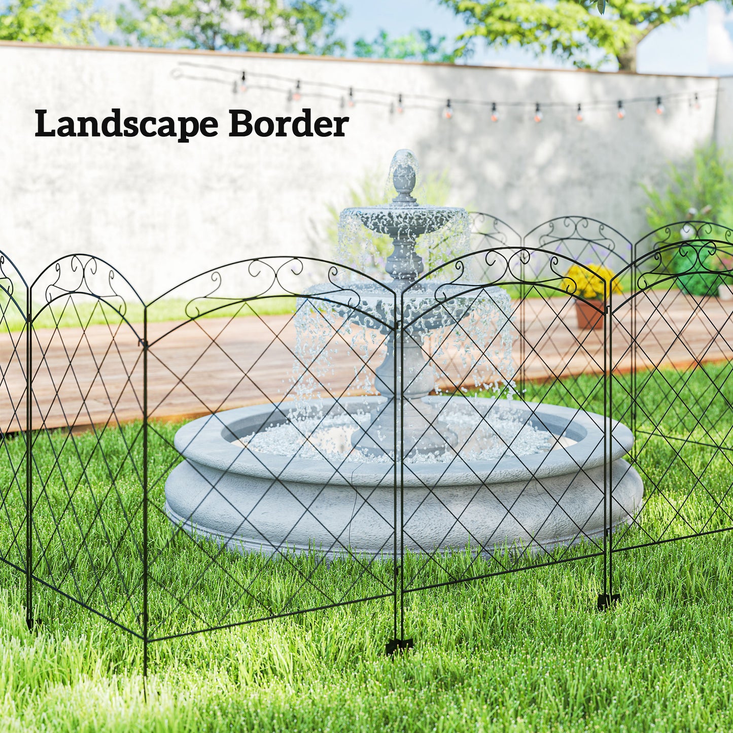 Steel Decorative Swirls Outdoor Picket Fence Panels Set of 4
