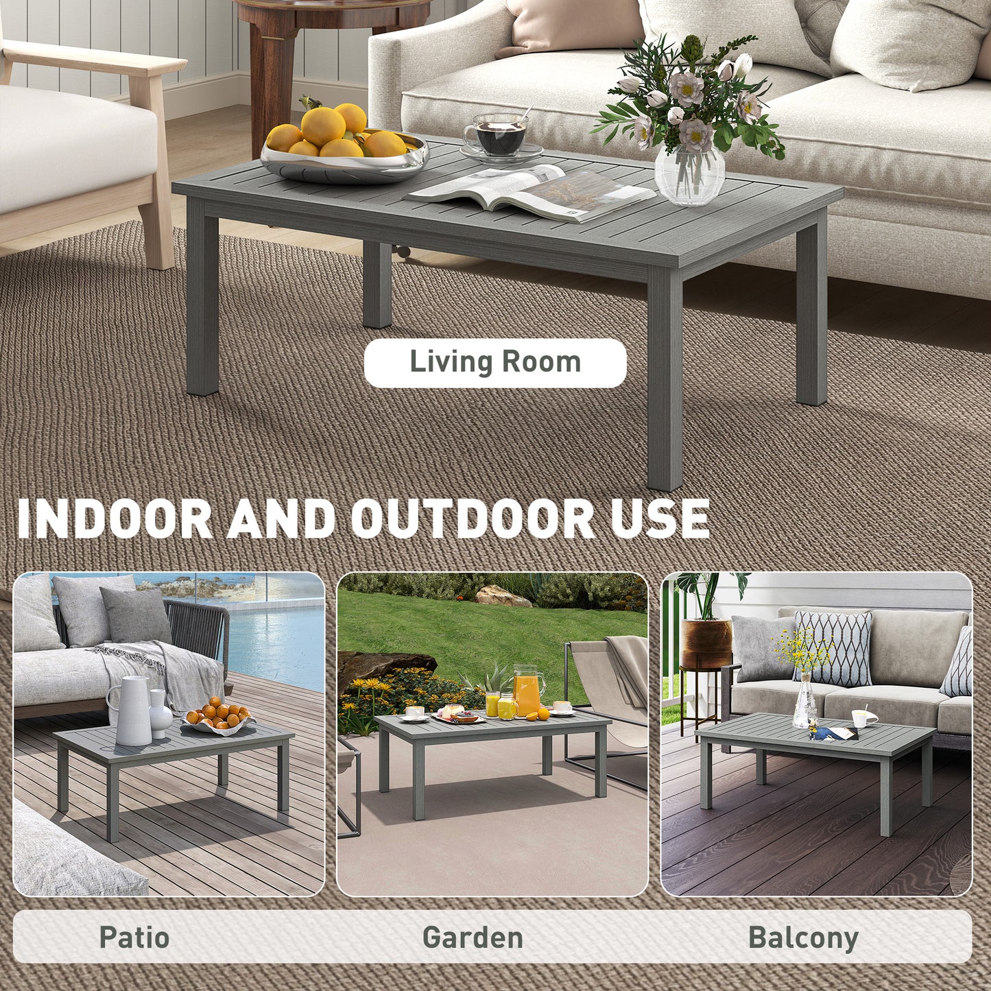 100cm x 60cm Aluminium Outdoor Coffee Table
